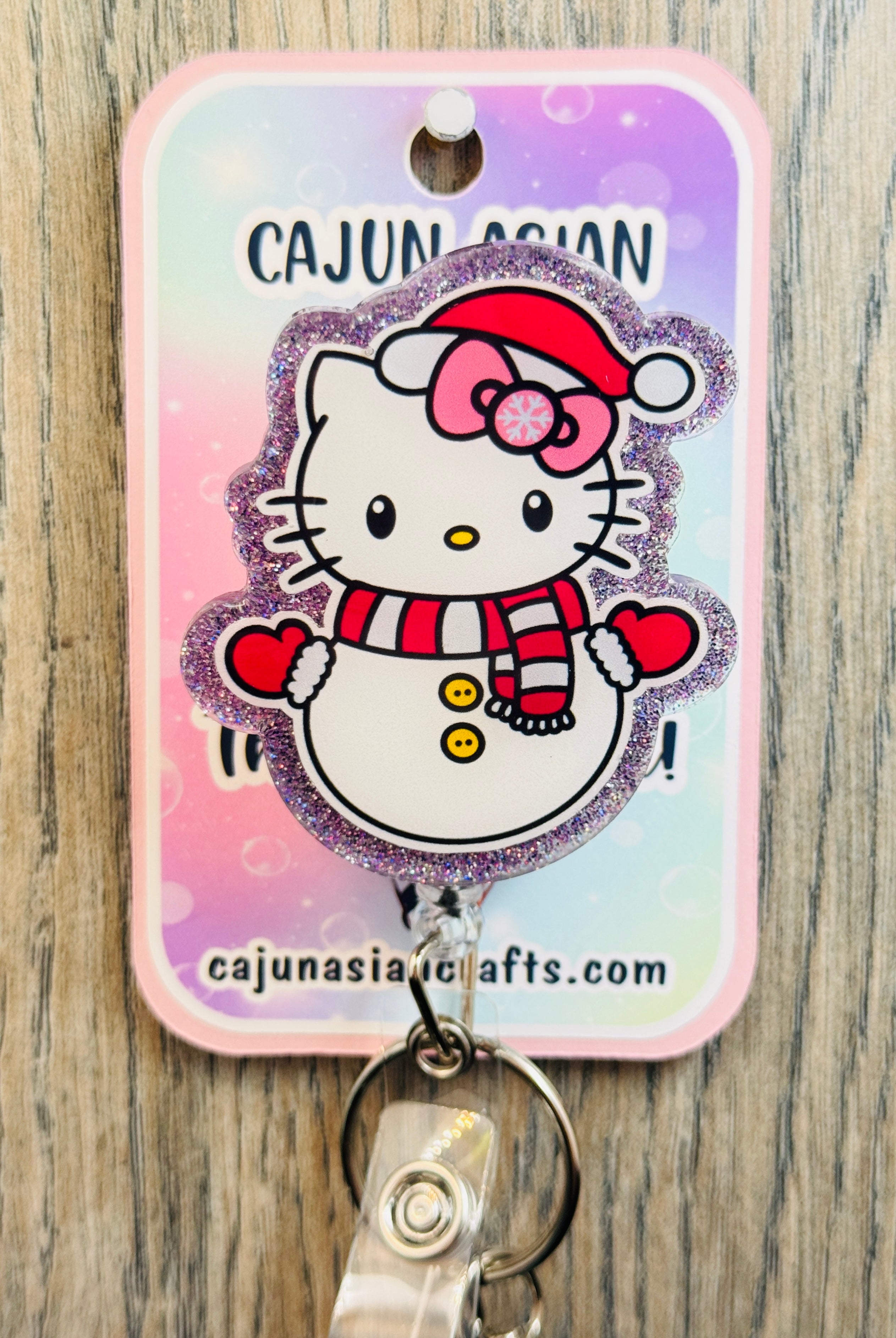 Christmas Snowman Kitty Inspired Badge Reel