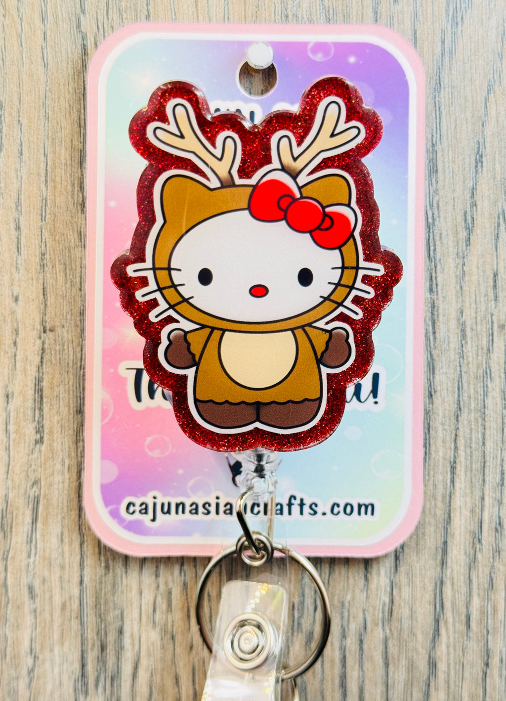 Christmas Reindeer Kitty Inspired Badge Reel
