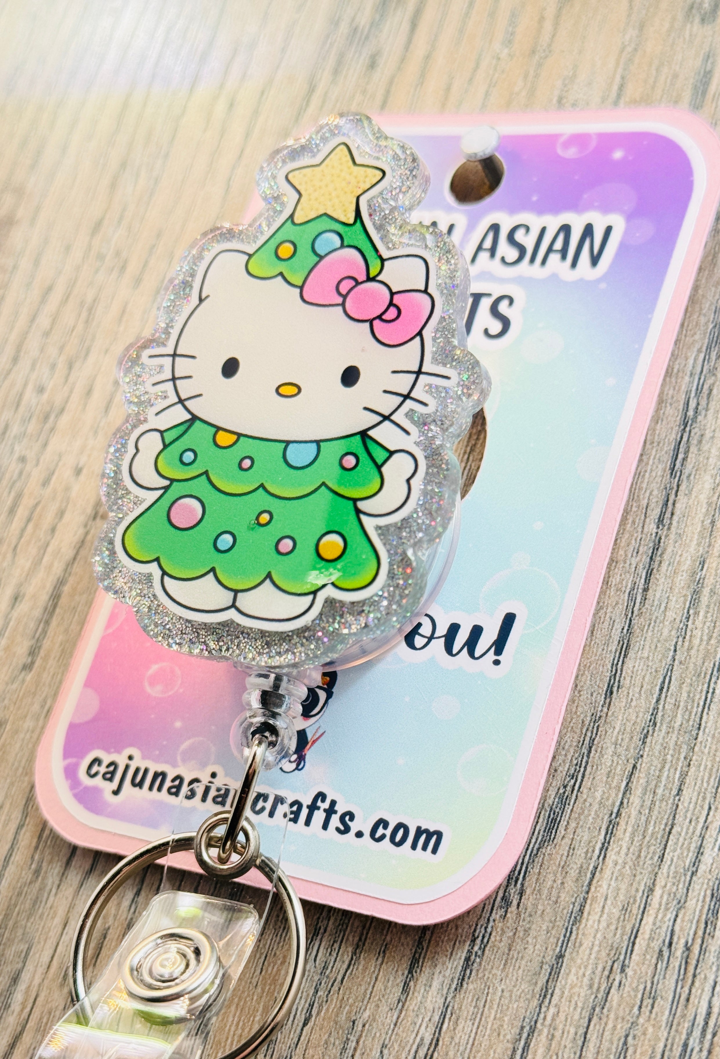 Christmas Tree Kitty Inspired Badge Reel