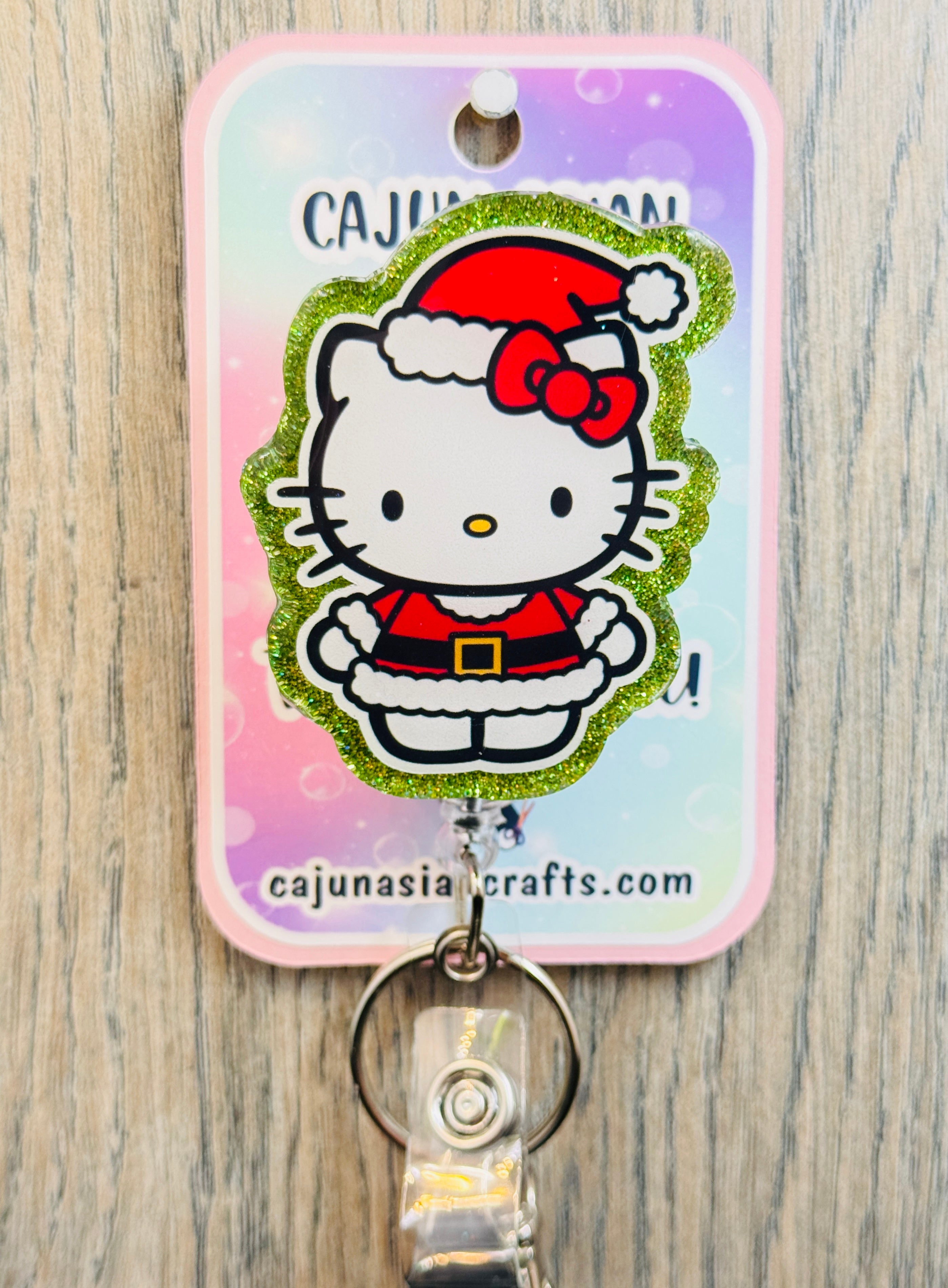 Christmas Santa Kitty Inspired Badge Reel