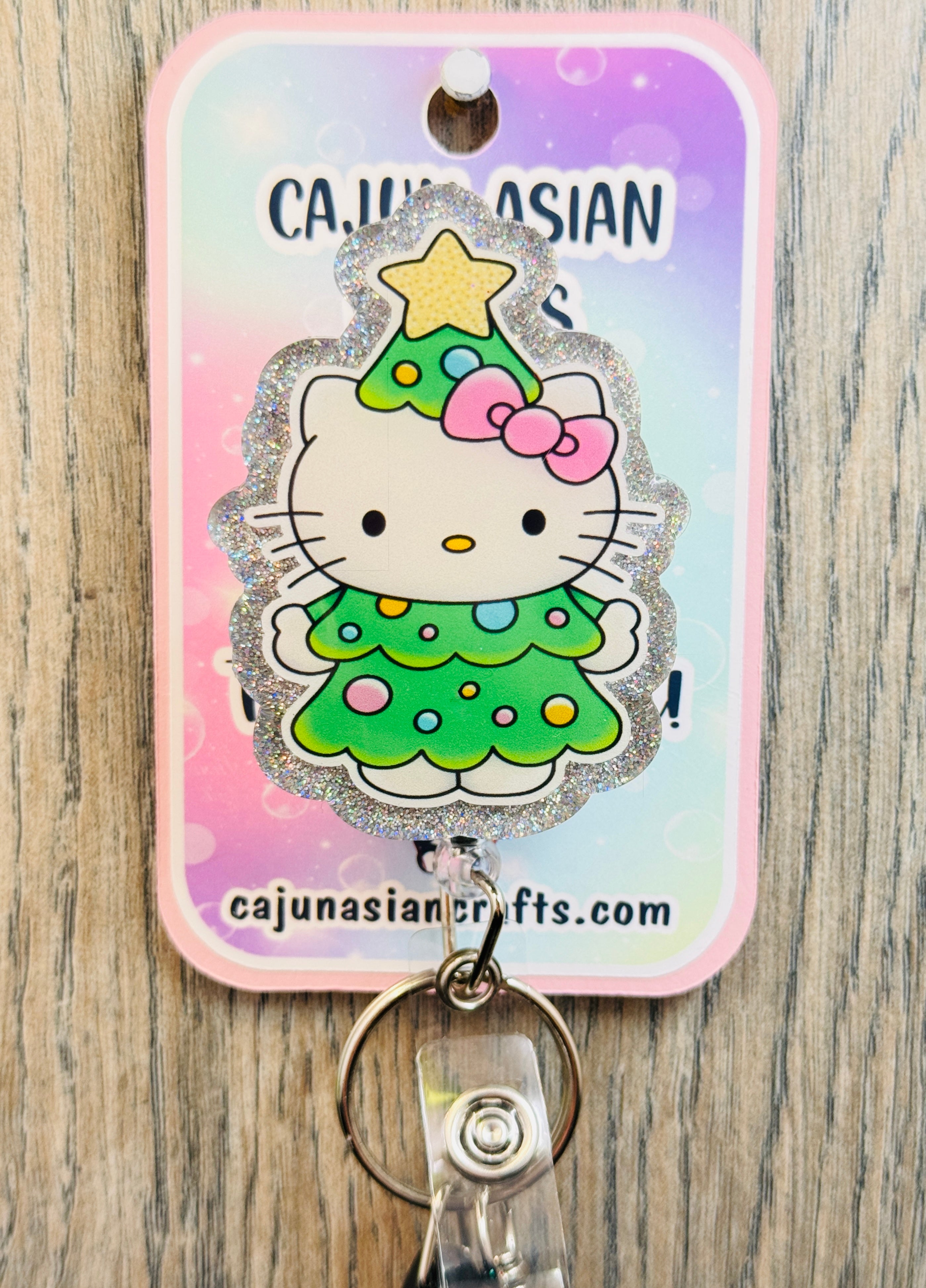 Christmas Tree Kitty Inspired Badge Reel