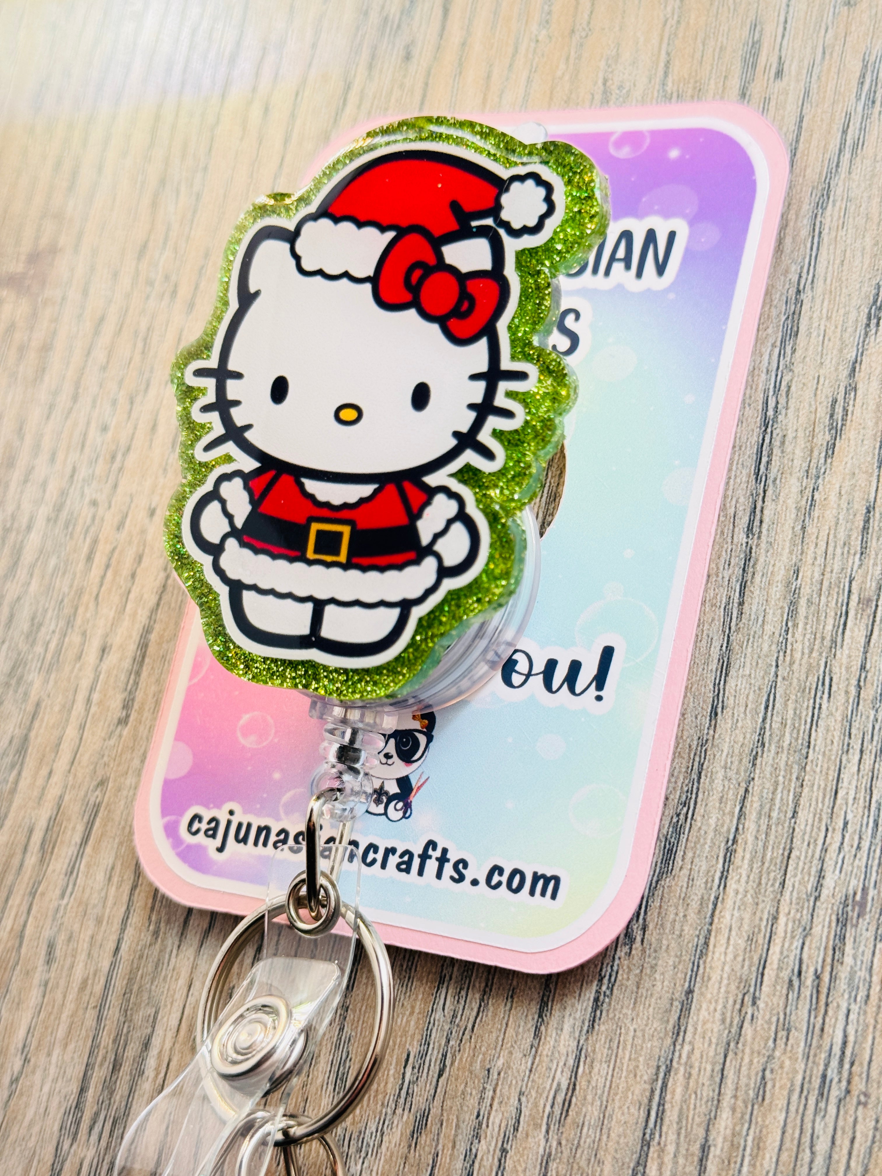 Christmas Santa Kitty Inspired Badge Reel