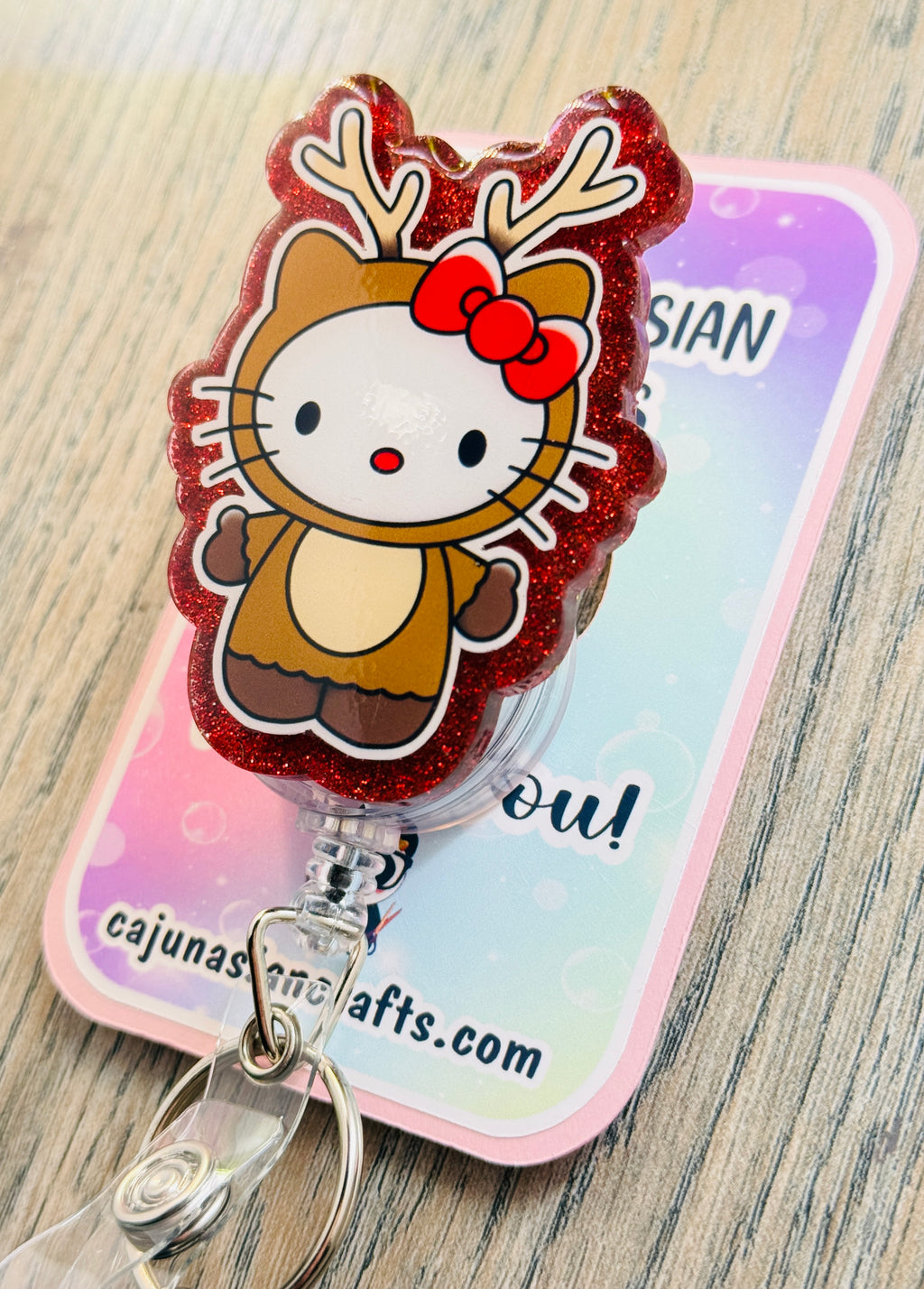 Christmas Reindeer Kitty Inspired Badge Reel