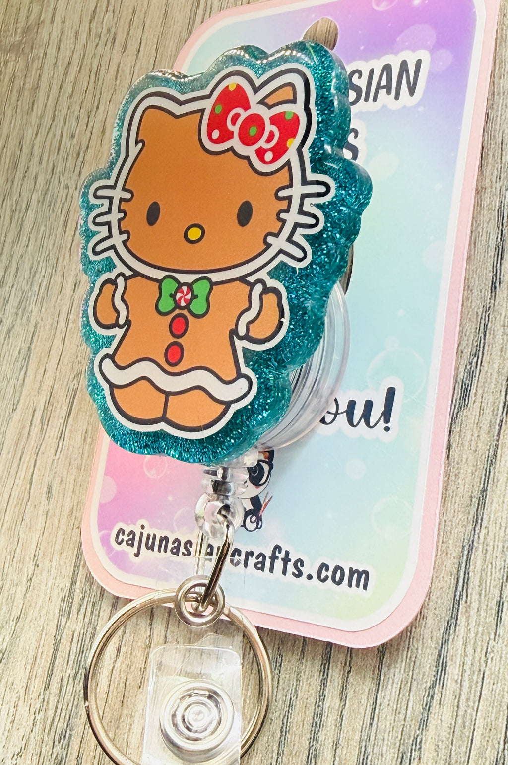 Christmas Gingerbread Kitty Inspired Badge Reel