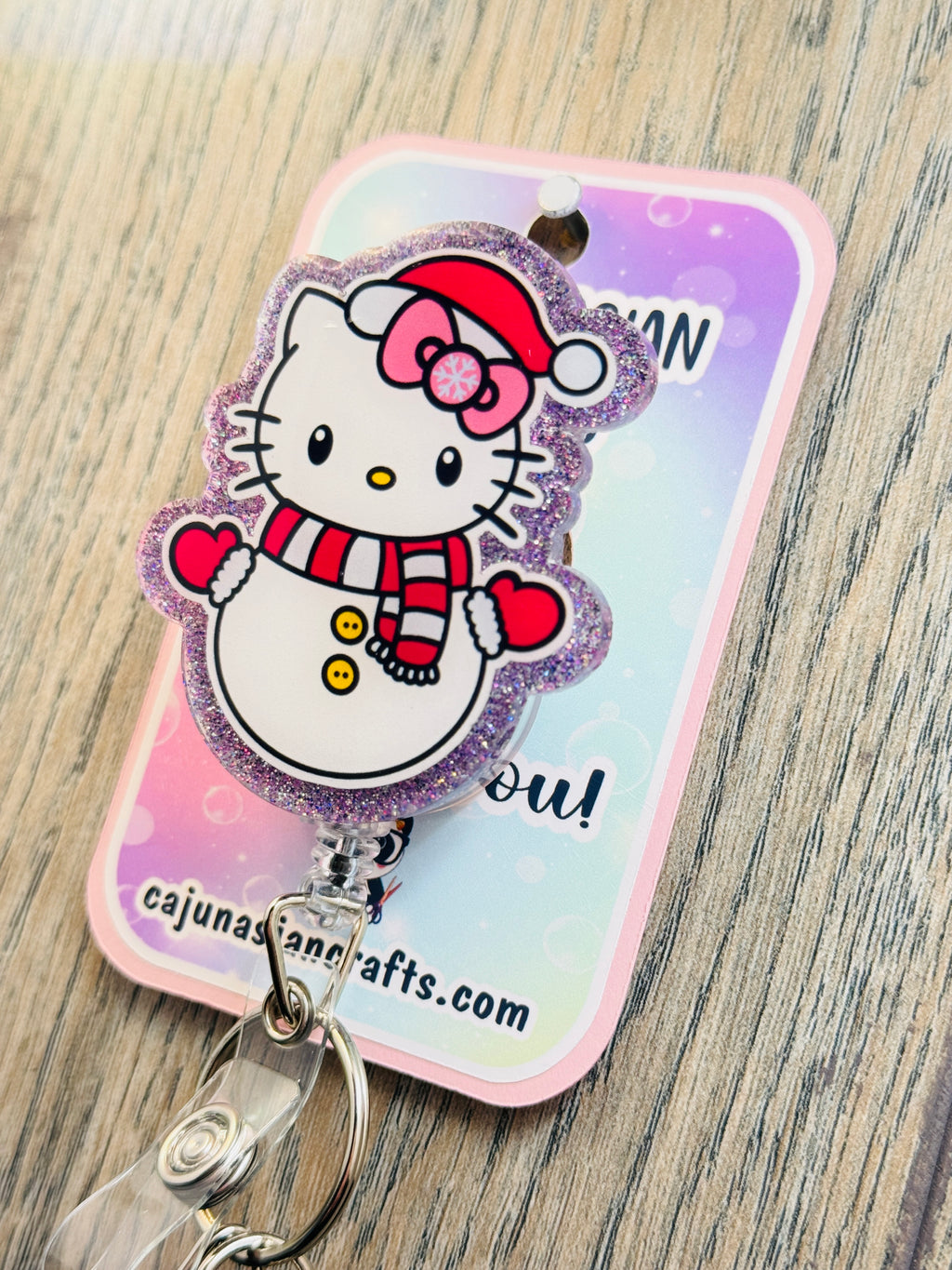 Christmas Snowman Kitty Inspired Badge Reel