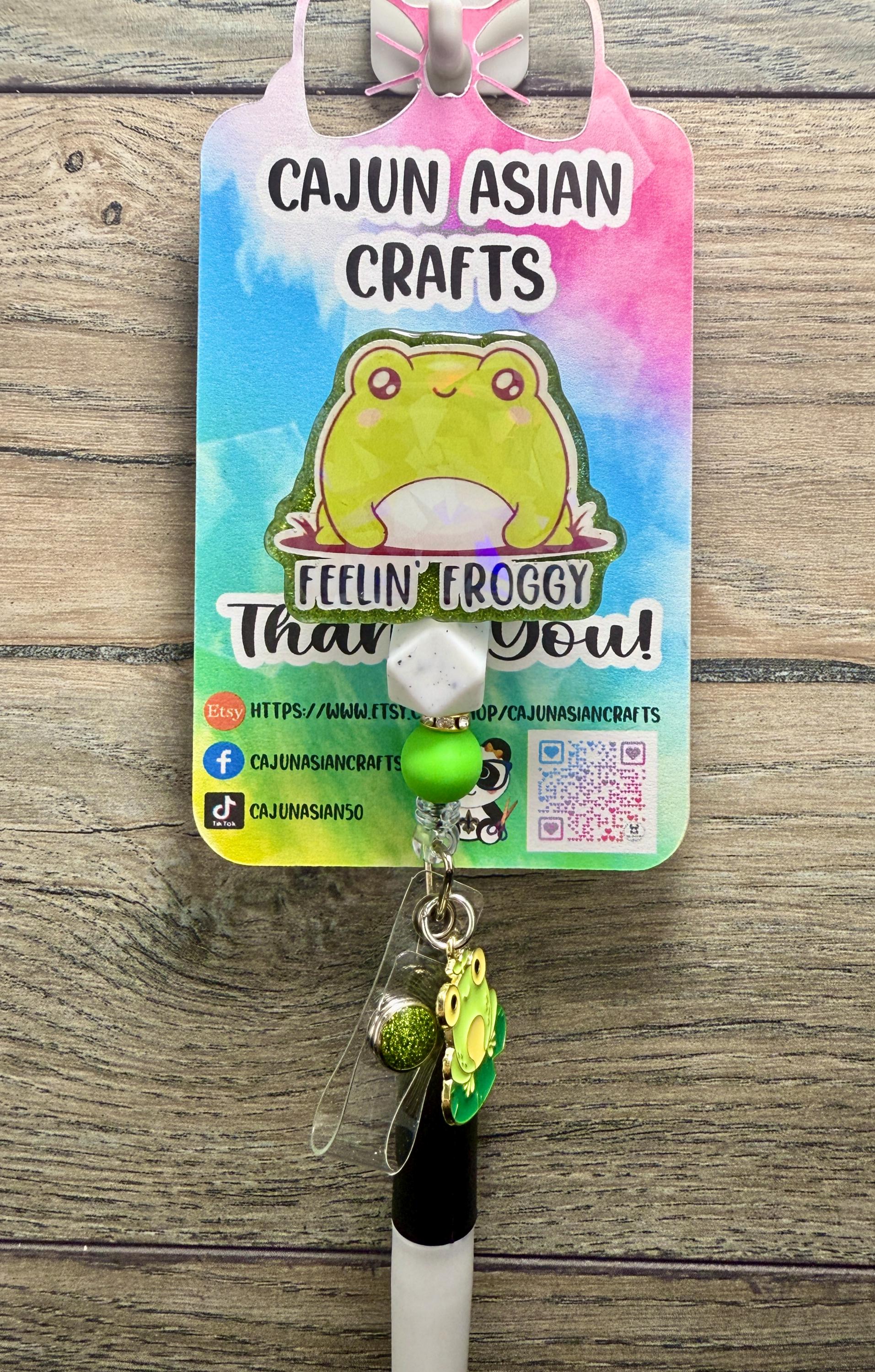 Cute Feelin' Froggy Badge Reel/ID Clip Retractable-(Alligator, Belt, MRI Safe, Carabiner Clips) & Non-Retractable Clips