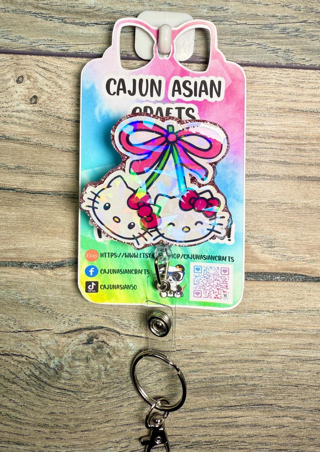 Anime Cherry Kitty Badge Reel/ID Clip Retractable-(Alligator, Belt, MRI Safe, Carabiner Clips) & Non-Retractable Clips