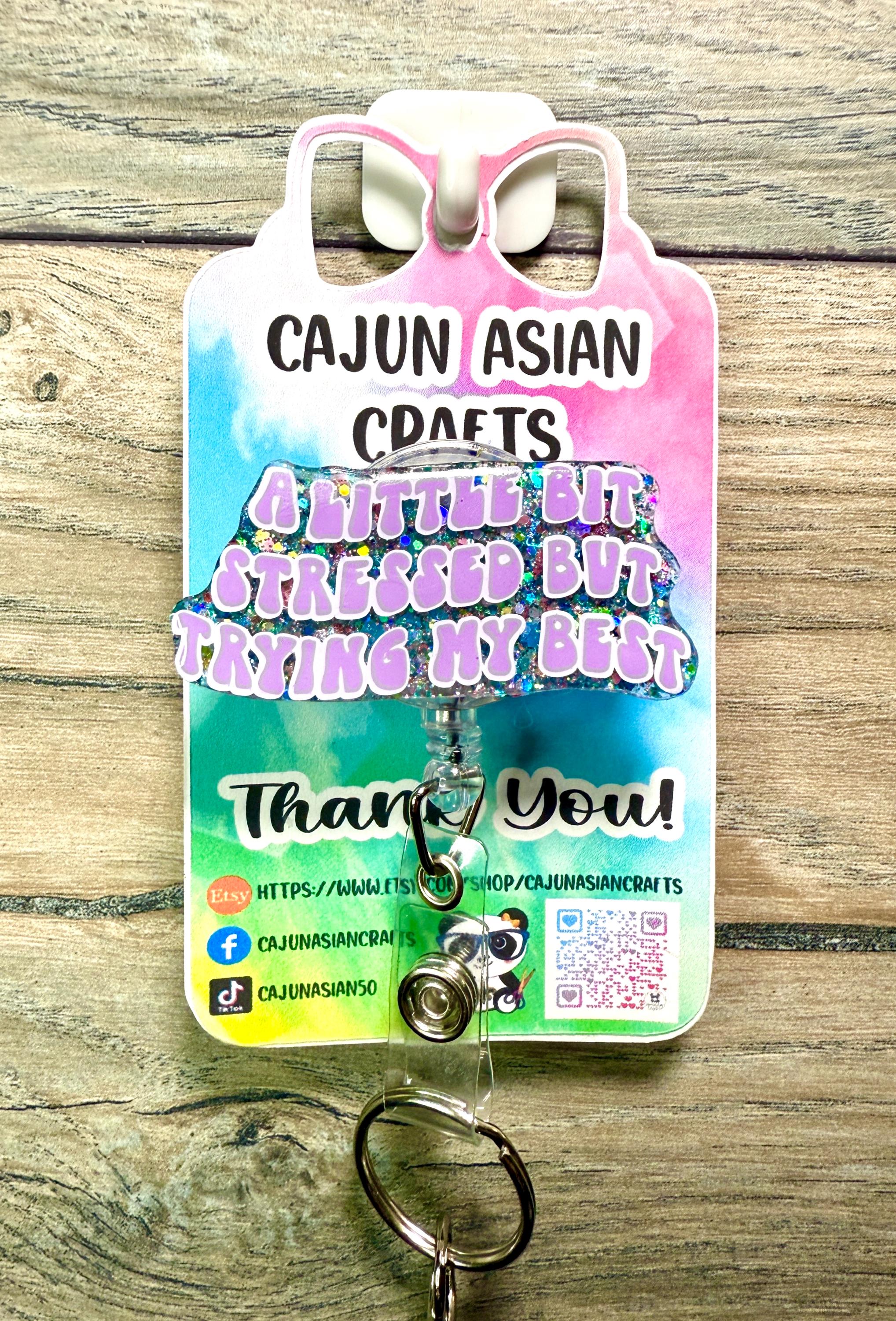 Funny-Cute-Sarcastic Stressed Badge Reel/ID Clip Retractable-(Alligator, Belt, MRI Safe, Carabiner Clips) & Non-Retractable Clips