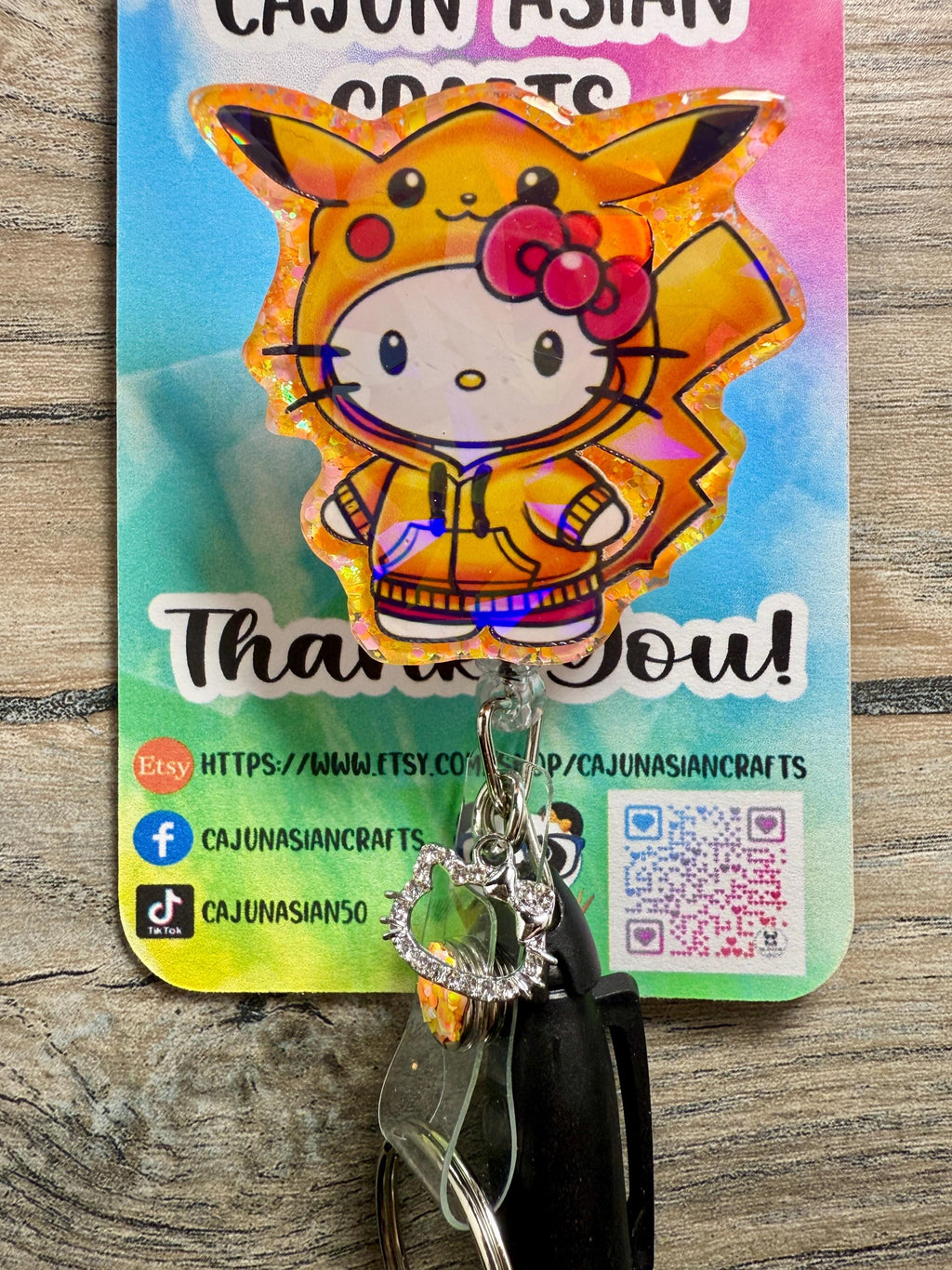 Cute Pikachu Anime Kitty Badge Reel/ID Clip-Retractable Clips-(Alligator, Belt, MRI Safe, Carabiner) & Non-Retractable Clips