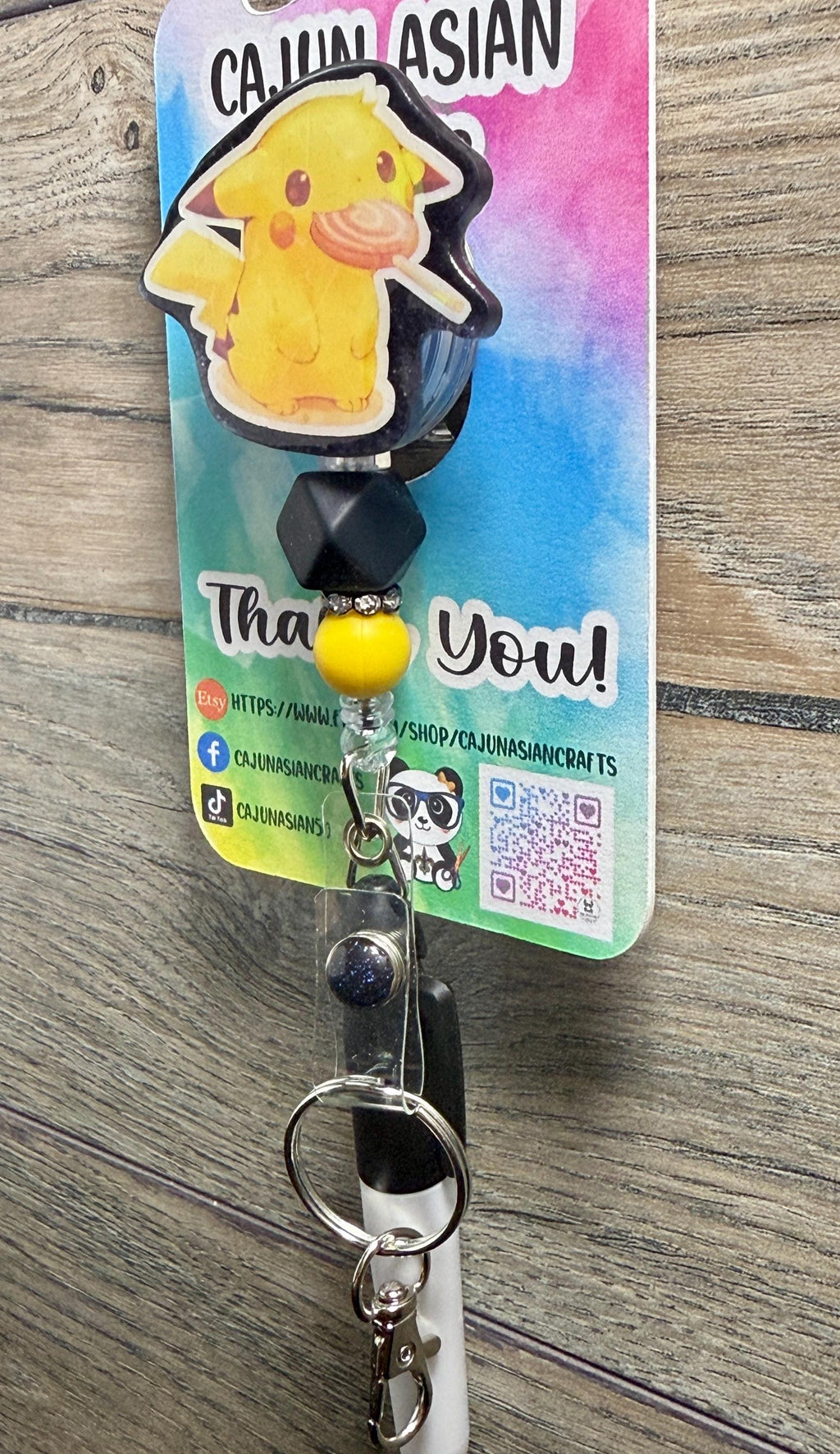 Lollipop Pikachu Anime Badge Reel/ID Clip-Retractable Clips-(Alligator, Belt, MRI Safe, Carabiner) & Non-Retractable Clips