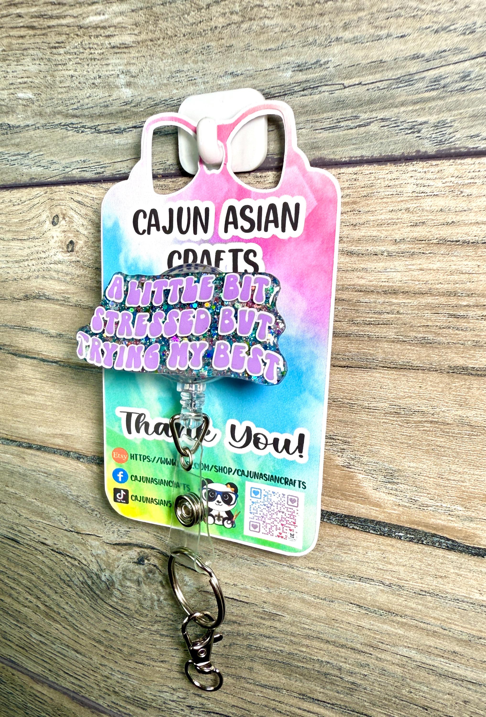 Funny-Cute-Sarcastic Stressed Badge Reel/ID Clip Retractable-(Alligator, Belt, MRI Safe, Carabiner Clips) & Non-Retractable Clips