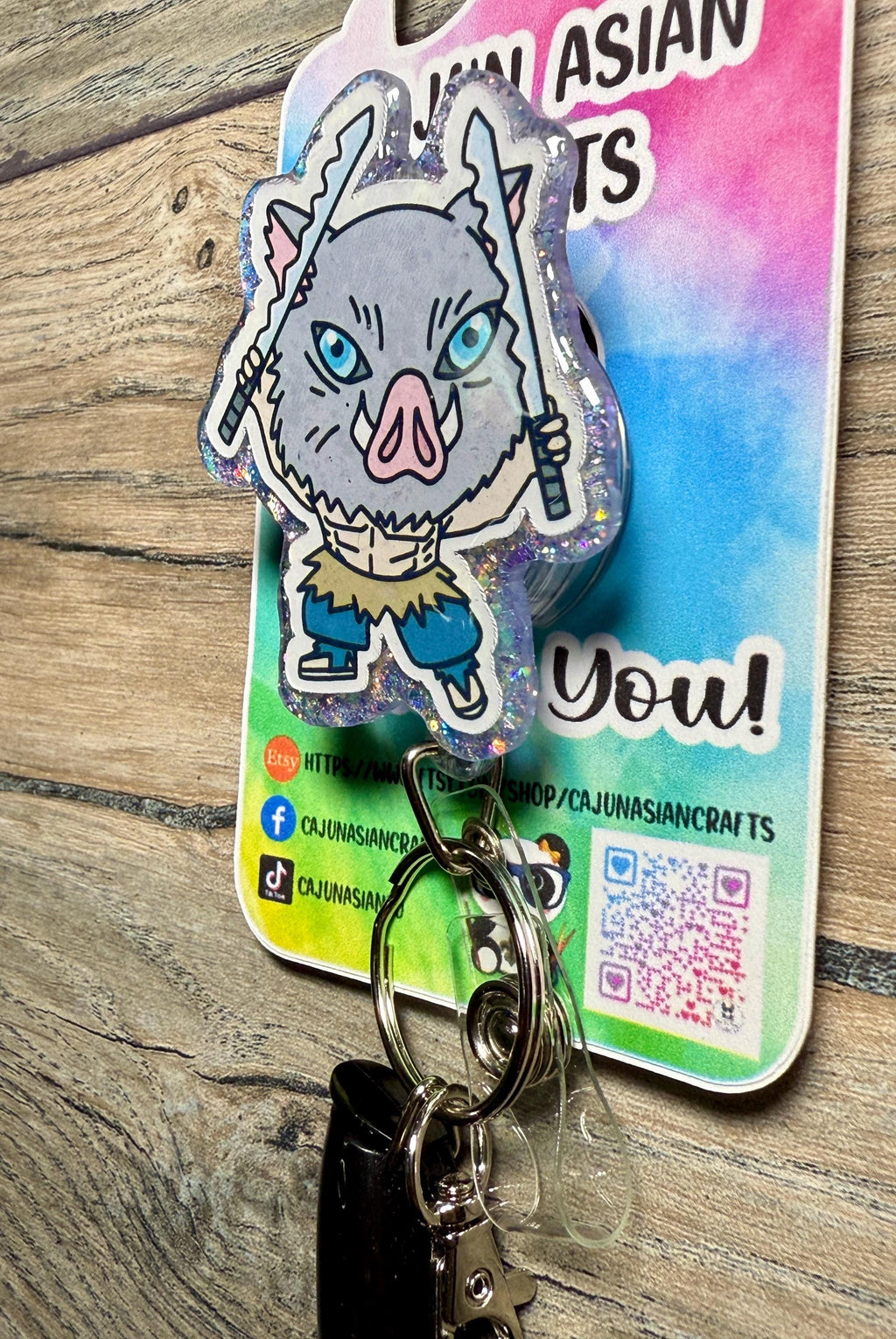 Cute Demon Anime Boar Badge Reel/ID Clip Retractable-(Alligator, Belt, MRI Safe, Carabiner Clips) & Non-Retractable Clips