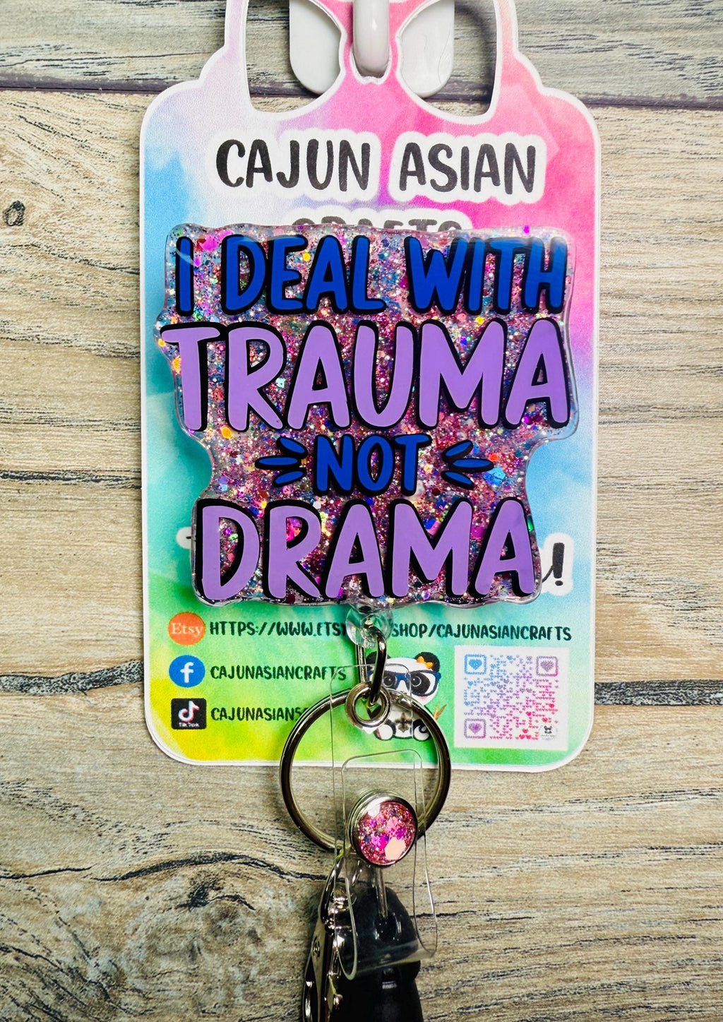 Cute Trauma Drama Badge Reel/ID Clip Retractable-(Alligator, Belt, MRI Safe, Carabiner Clips) & Non-Retractable Clips