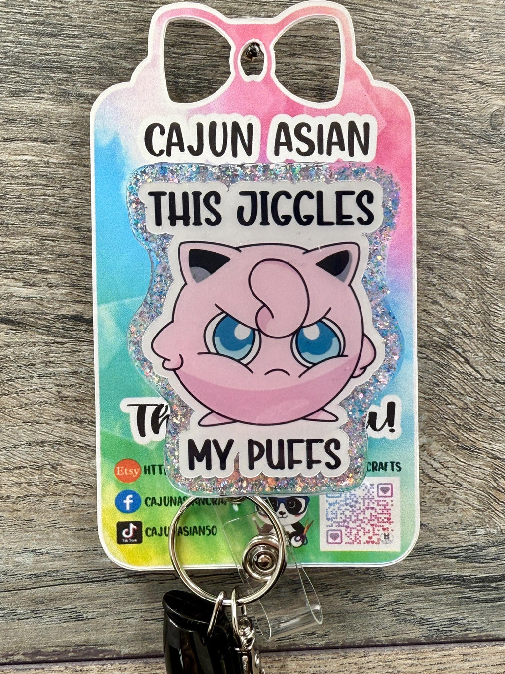 Funny Jigglypuff Inspired Pokemon Badge Reel/ID Clip/Holder-Retractable Clips-(Alligator, Belt, MRI Safe, Carabiner) & Non-Retractable Clips