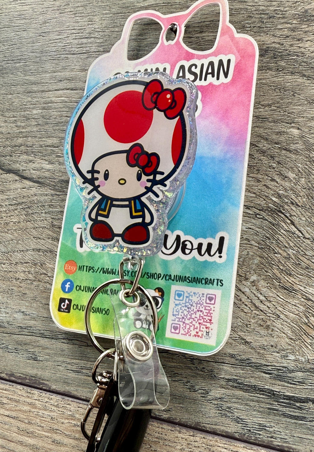 Cute Toad Kitty Inspired Anime Badge Reel/ID Clip-Retractable Clips-(Alligator, Belt, MRI Safe, Carabiner) & Non-Retractable Clips