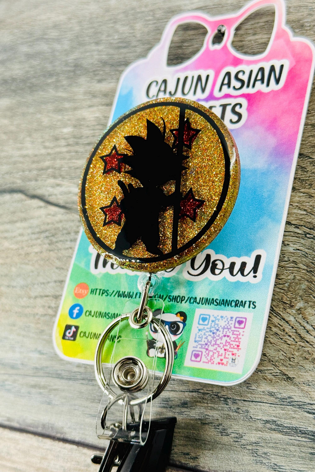 Saiyan Ball Inspired Anime Badge Reel/ID Clip-Retractable Clips-(Alligator, Belt, MRI Safe, Carabiner) & Non-Retractable Clips