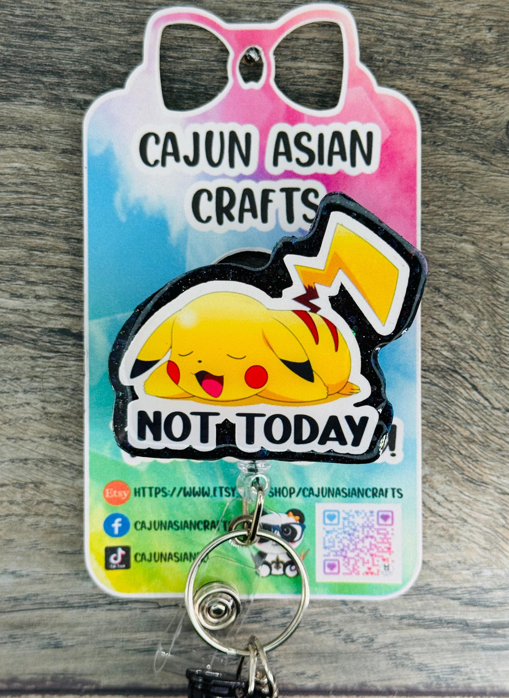 Tired Pikachu Pokemon Inspired Badge Reel/ID Clip-Retractable Clips-(Alligator, Belt, MRI Safe, Carabiner) & Non-Retractable Clips