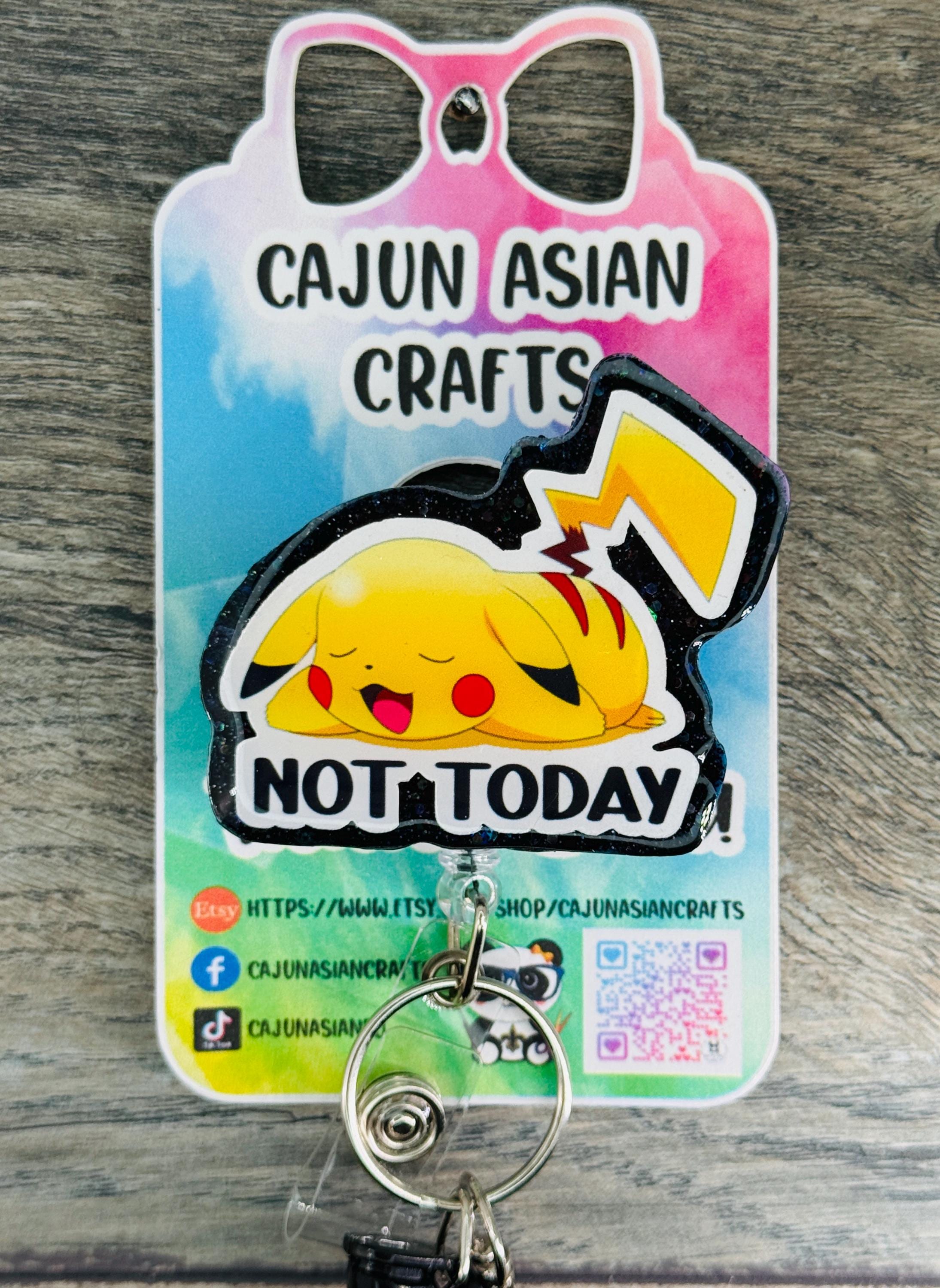 Tired Pikachu Pokemon Inspired Badge Reel/ID Clip-Retractable Clips-(Alligator, Belt, MRI Safe, Carabiner) & Non-Retractable Clips