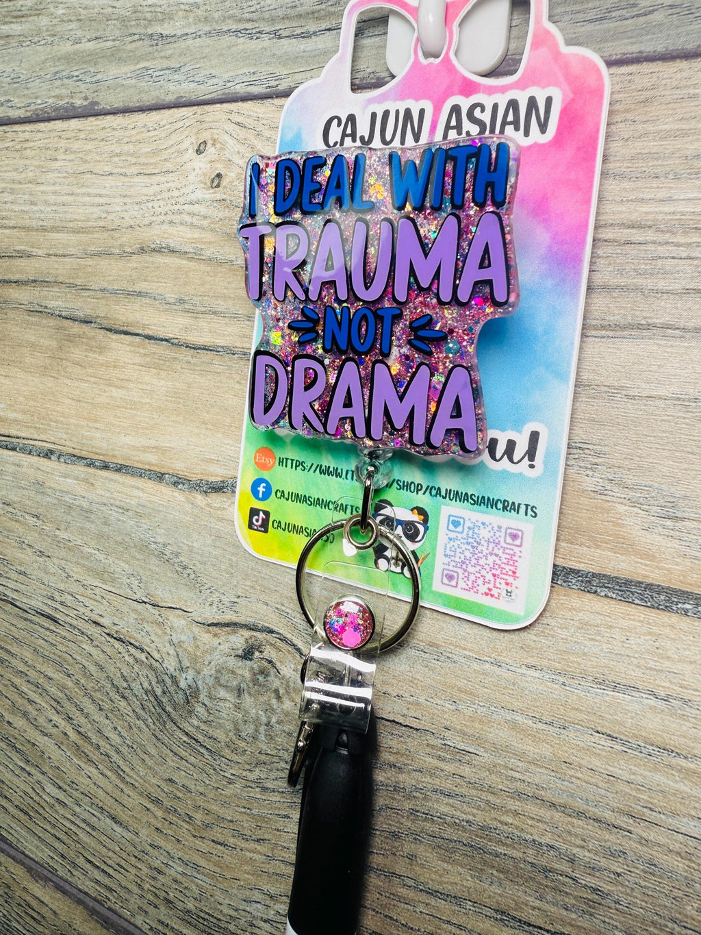 Cute Trauma Drama Badge Reel/ID Clip Retractable-(Alligator, Belt, MRI Safe, Carabiner Clips) & Non-Retractable Clips