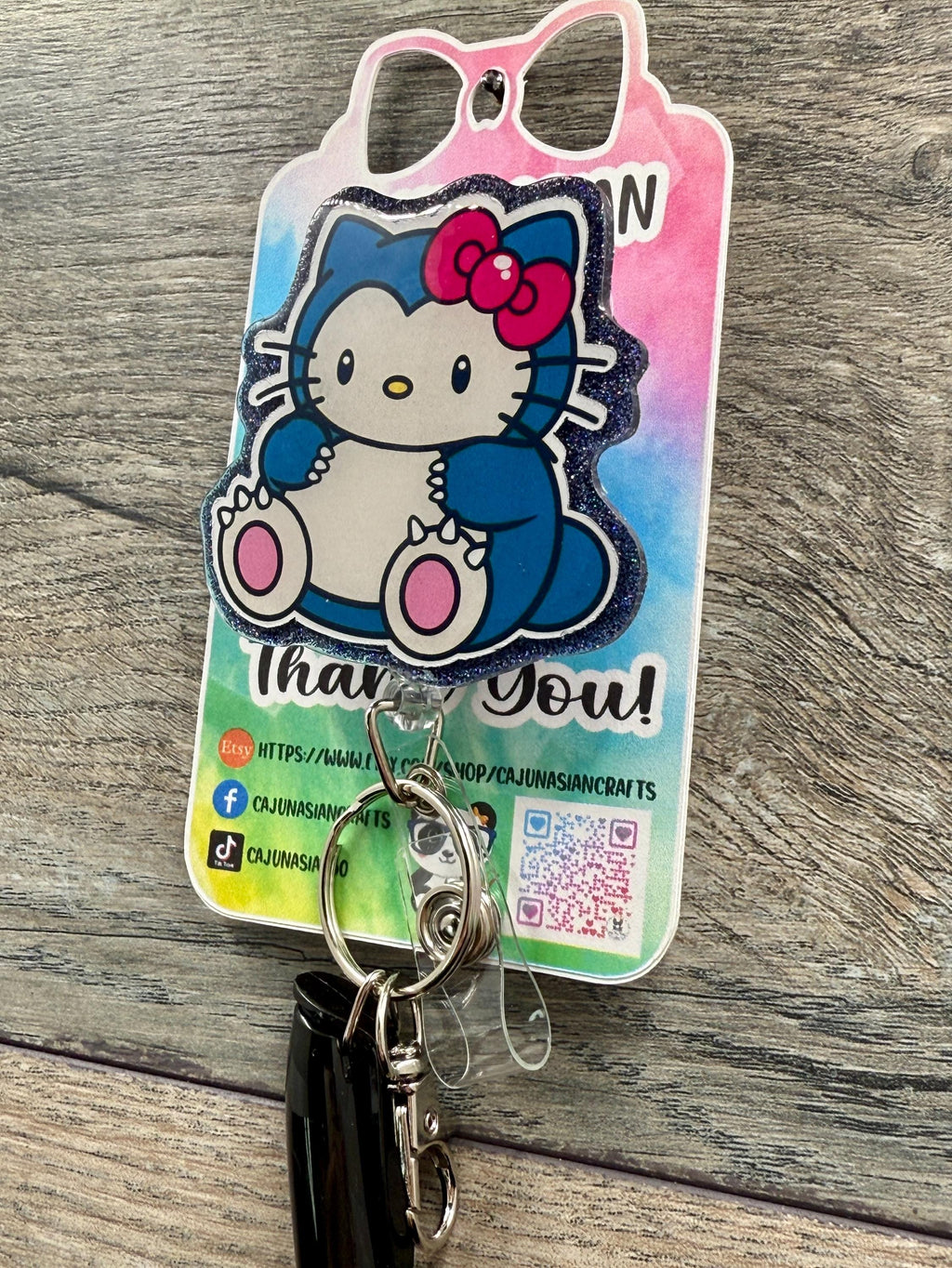 Cute Snorlax Inspired Kitty Badge Reel/ID Clip-Retractable Clips-(Alligator, Belt, MRI Safe, Carabiner) & Non-Retractable Clips