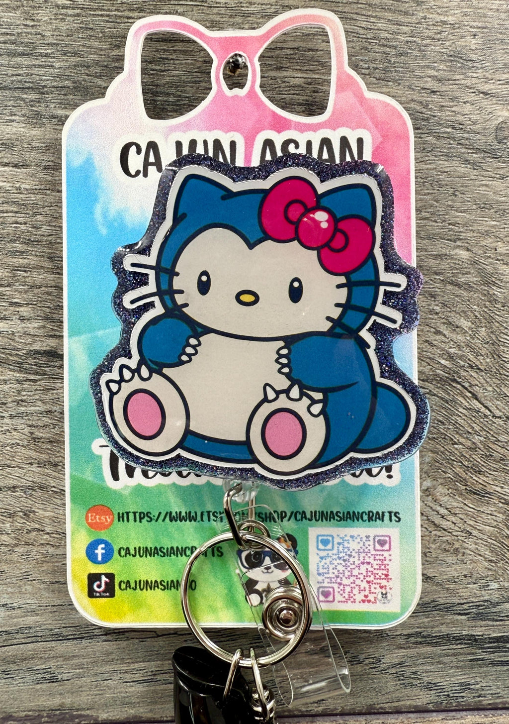 Cute Snorlax Inspired Kitty Badge Reel/ID Clip-Retractable Clips-(Alligator, Belt, MRI Safe, Carabiner) & Non-Retractable Clips