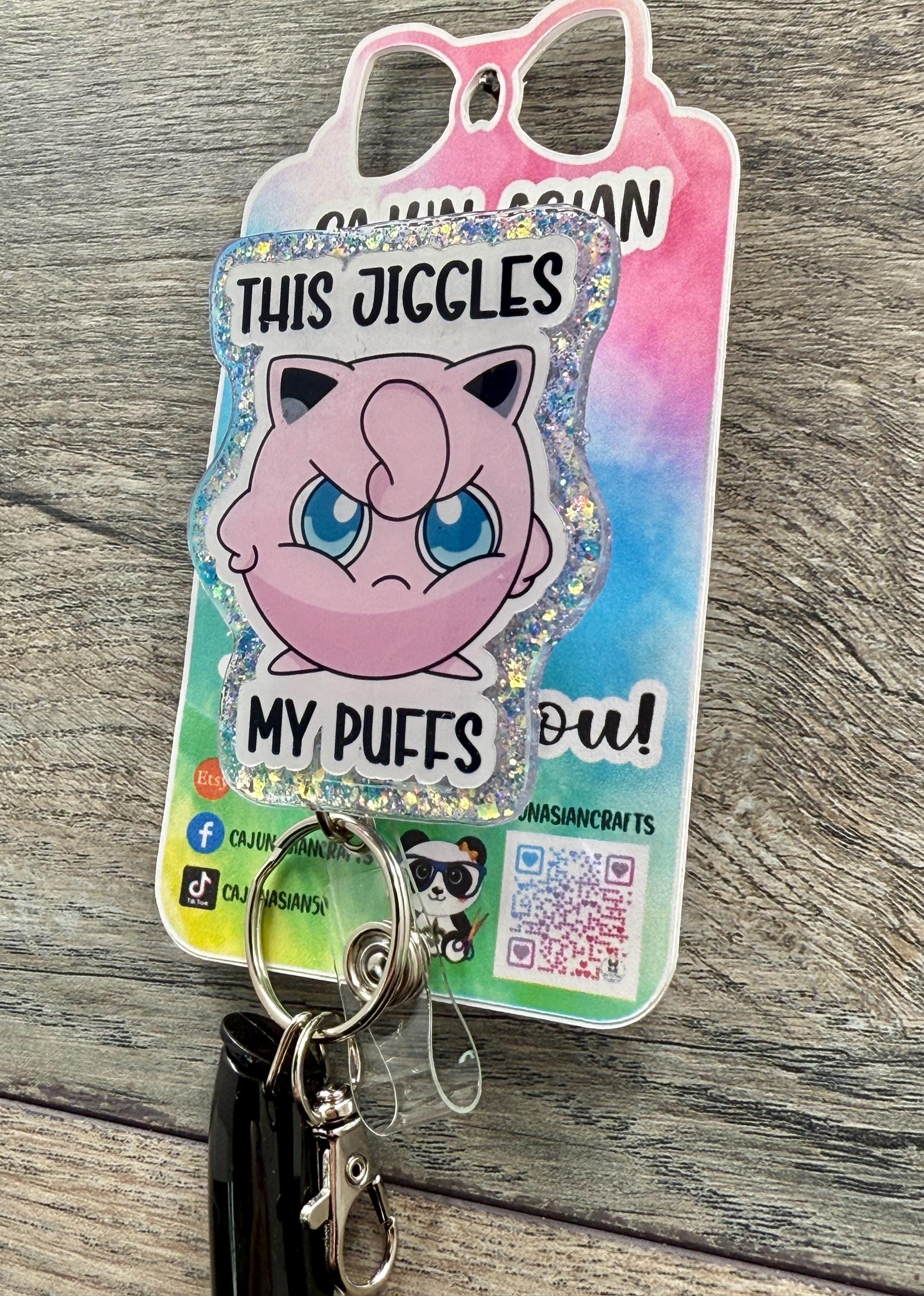 Funny Jigglypuff Inspired Pokemon Badge Reel/ID Clip/Holder-Retractable Clips-(Alligator, Belt, MRI Safe, Carabiner) & Non-Retractable Clips