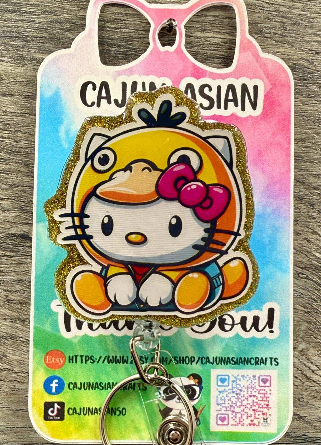 Cute Psyduck Inspired Kitty Badge Reel/ID Clip Retractable-(Alligator, Belt, MRI Safe, Carabiner Clips) & Non-Retractable Clips