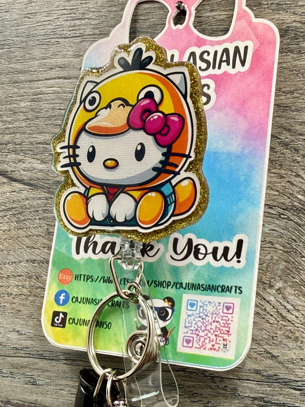 Cute Psyduck Inspired Kitty Badge Reel/ID Clip Retractable-(Alligator, Belt, MRI Safe, Carabiner Clips) & Non-Retractable Clips