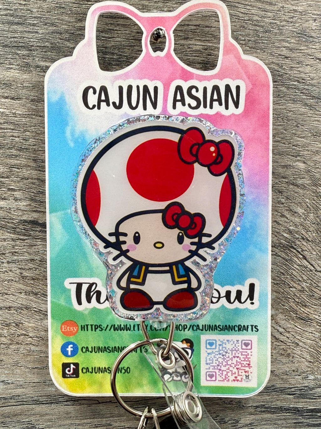 Cute Toad Kitty Inspired Anime Badge Reel/ID Clip-Retractable Clips-(Alligator, Belt, MRI Safe, Carabiner) & Non-Retractable Clips