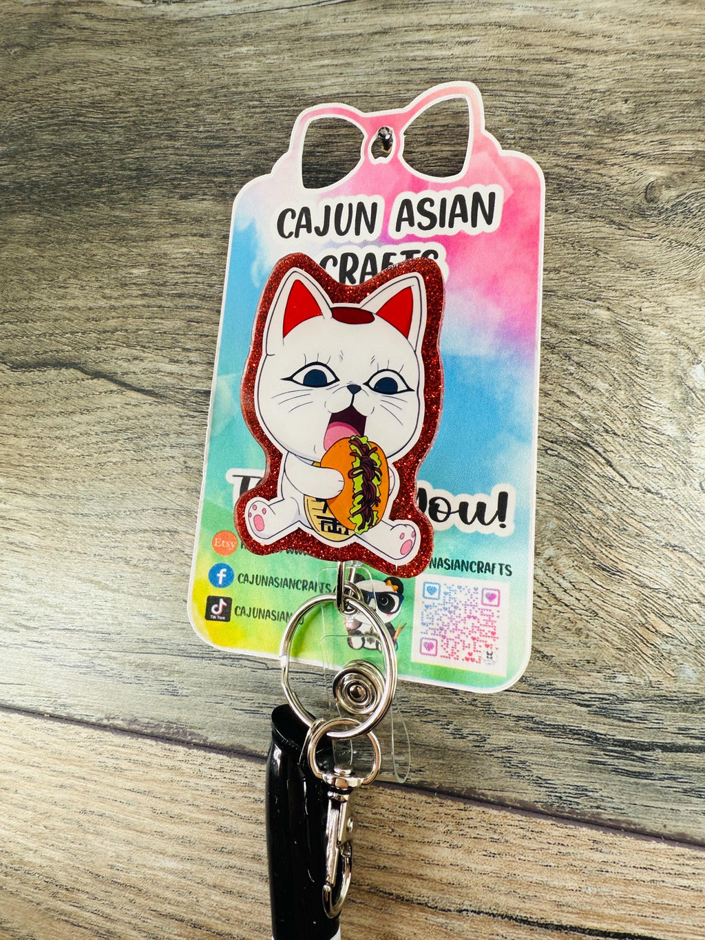 Anime Cat Granny Inspired Badge Reel/ID Clip Retractable-(Alligator, Belt, MRI Safe, Carabiner Clips) & Non-Retractable Clips