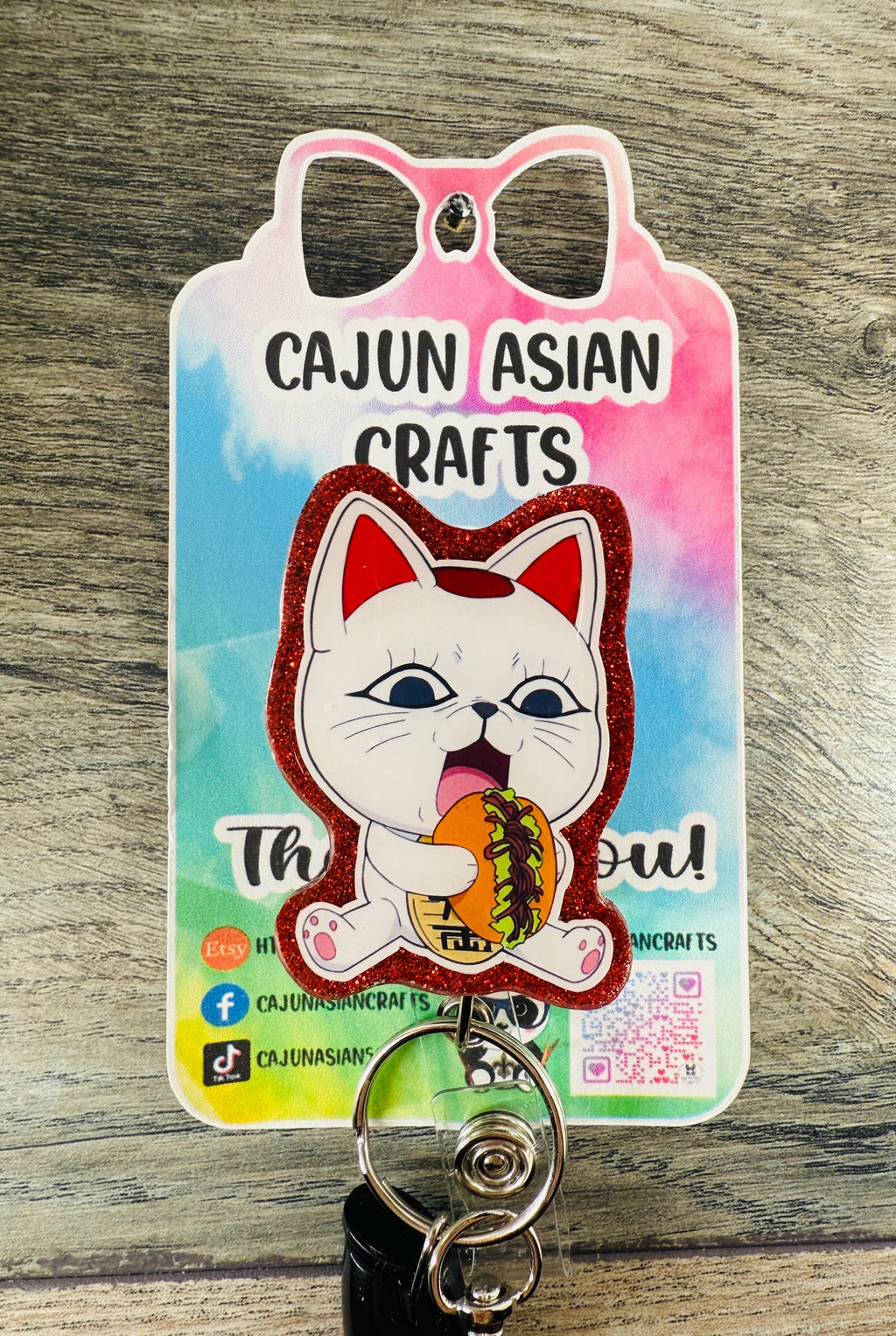 Anime Cat Granny Inspired Badge Reel/ID Clip Retractable-(Alligator, Belt, MRI Safe, Carabiner Clips) & Non-Retractable Clips