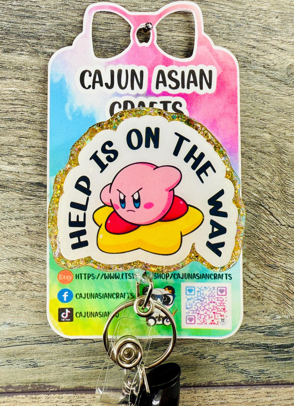 Kirby Inspired Help is on the Way Badge Reel/ID Clip/Holder-Retractable Clips-(Alligator, Belt, MRI Safe, Carabiner) & Non-Retractable Clips