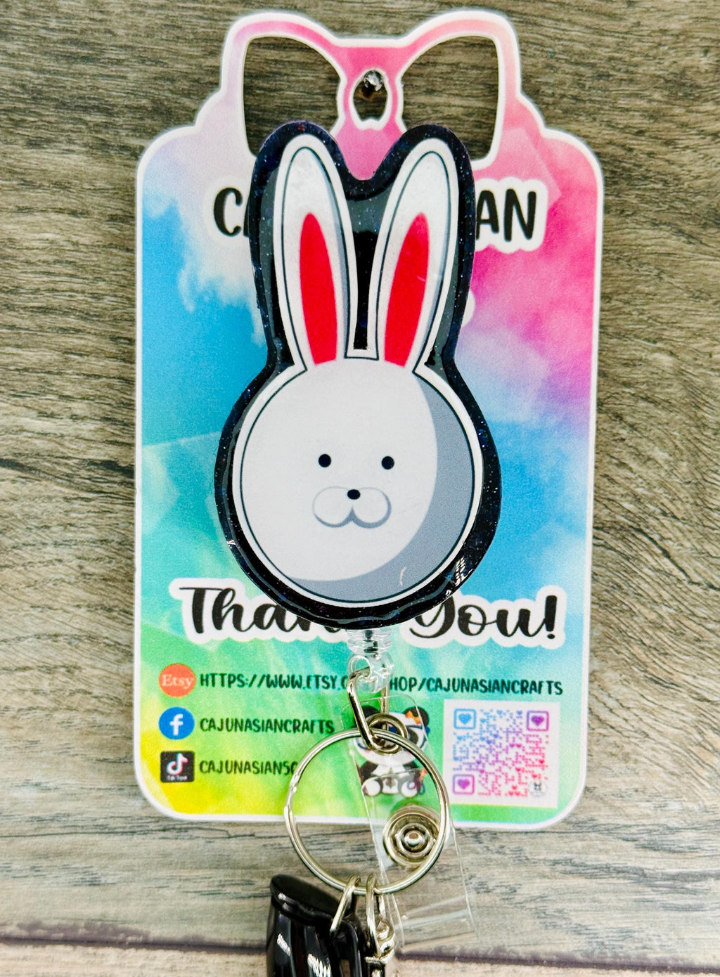 Rabbit Mask Ghoul Anime Badge Reel/ID Clip-Retractable Clips-(Alligator, Belt, MRI Safe, Carabiner) & Non-Retractable Clips
