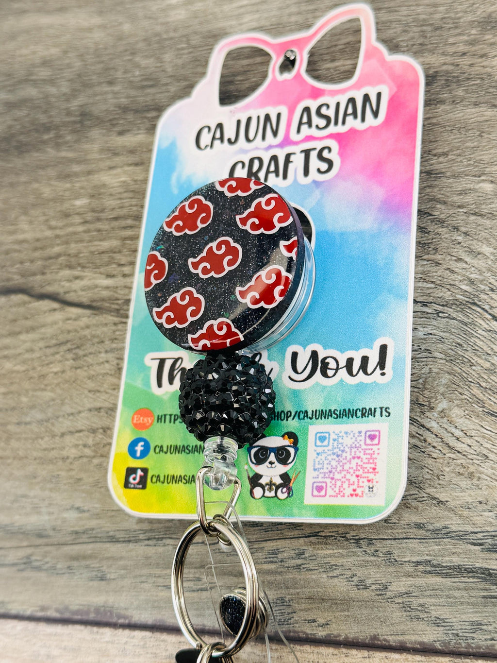 Anime Red Cloud Symbol Badge Reel/ID Clip Retractable-(Alligator, Belt, MRI Safe, Carabiner Clips) & Non-Retractable Clips