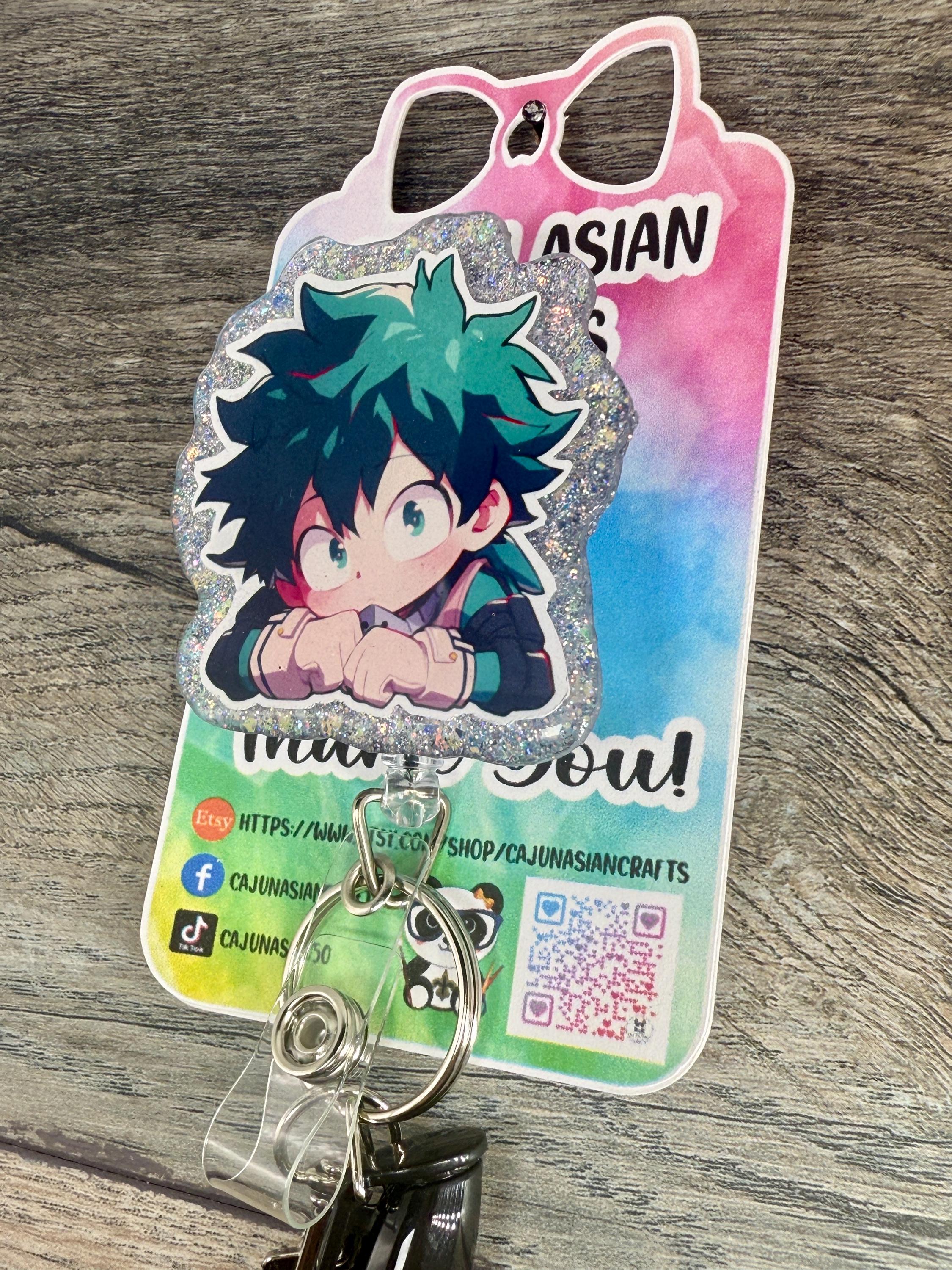 MHA Chibi Inspired Anime Badge Reel/ID Clip/Holder -Retractable Clips-(Alligator, Belt, MRI Safe, Carabiner) & Non-Retractable Clips