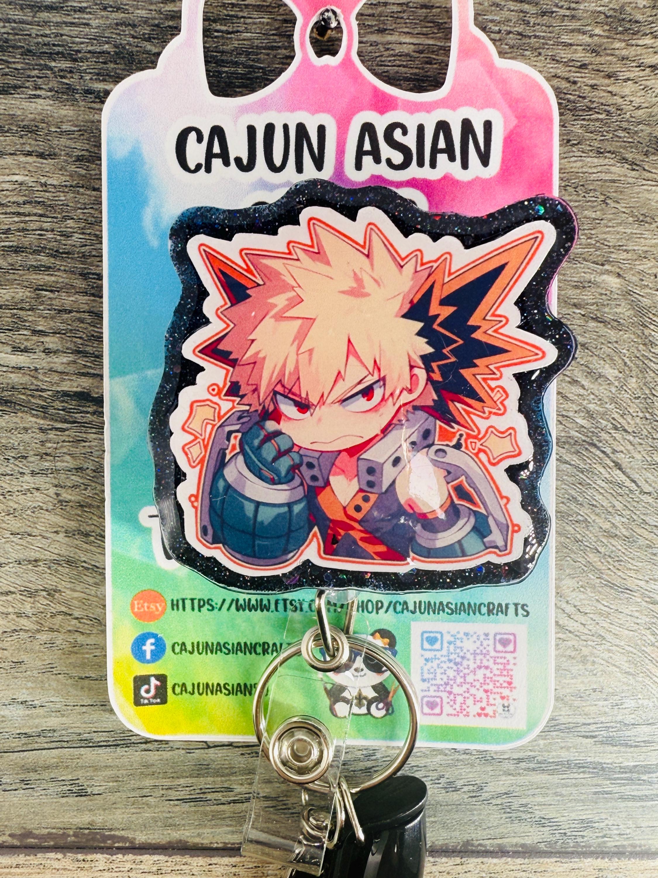 MHA Baku Inspired Anime Badge Reel/ID Clip Retractable-(Alligator, Belt, MRI Safe, Carabiner Clips) & Non-Retractable Clips