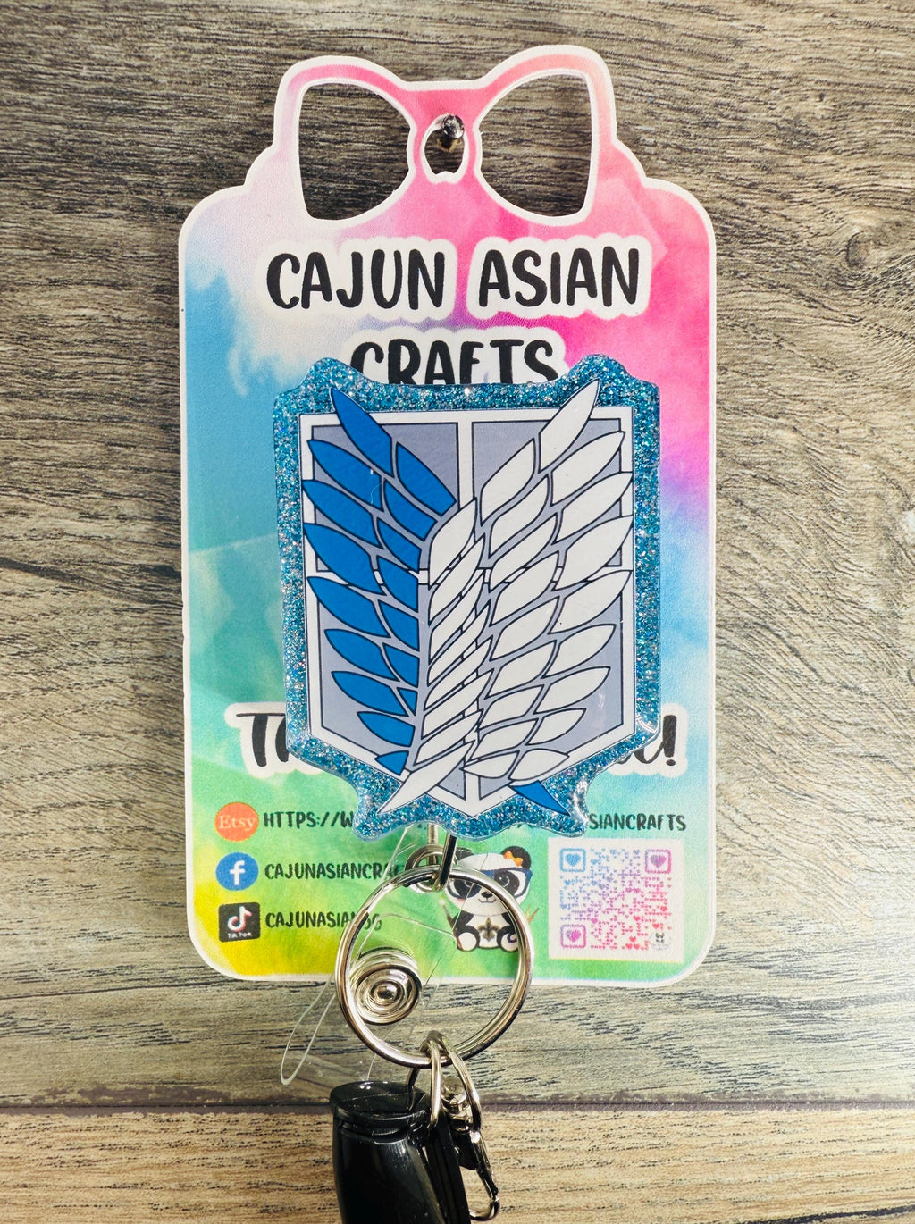 Anime Titan Wings Inspired Badge Reel/ID Clip Retractable-(Alligator, Belt, MRI Safe, Carabiner Clips) & Non-Retractable Clips