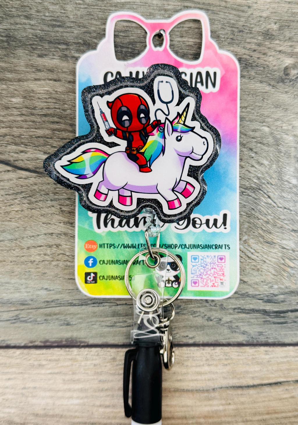 Healthcare Inspired Deadpool Unicorn Badge Reel/ID Clip-Retractable Clips-(Alligator, Belt, MRI Safe, Carabiner) & Non-Retractable Clips