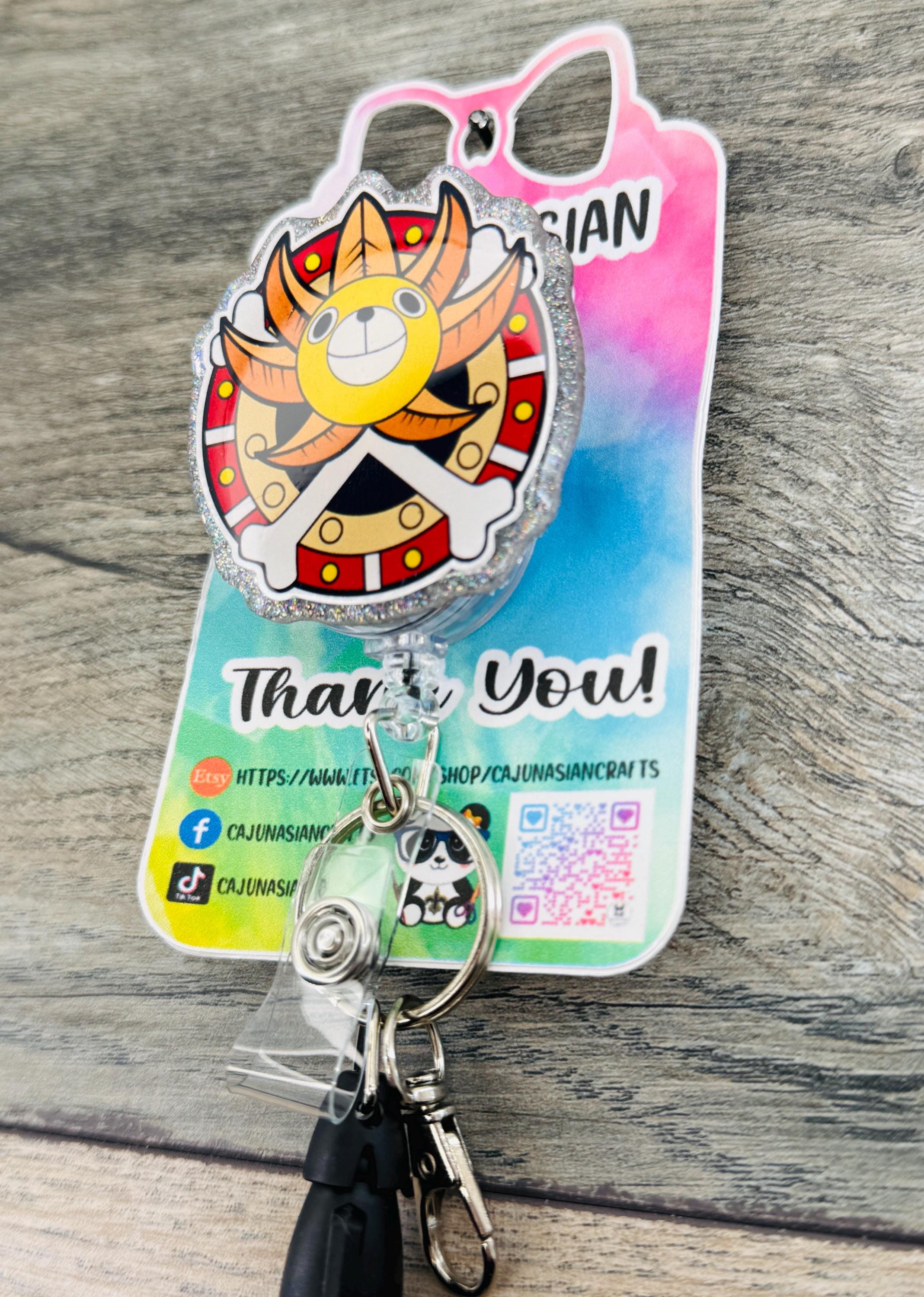 Thousand Sunny Inspired Badge Reel/ID Clip-Retractable Clips-(Alligator, Belt, MRI Safe, Carabiner) & Non-Retractable Clips