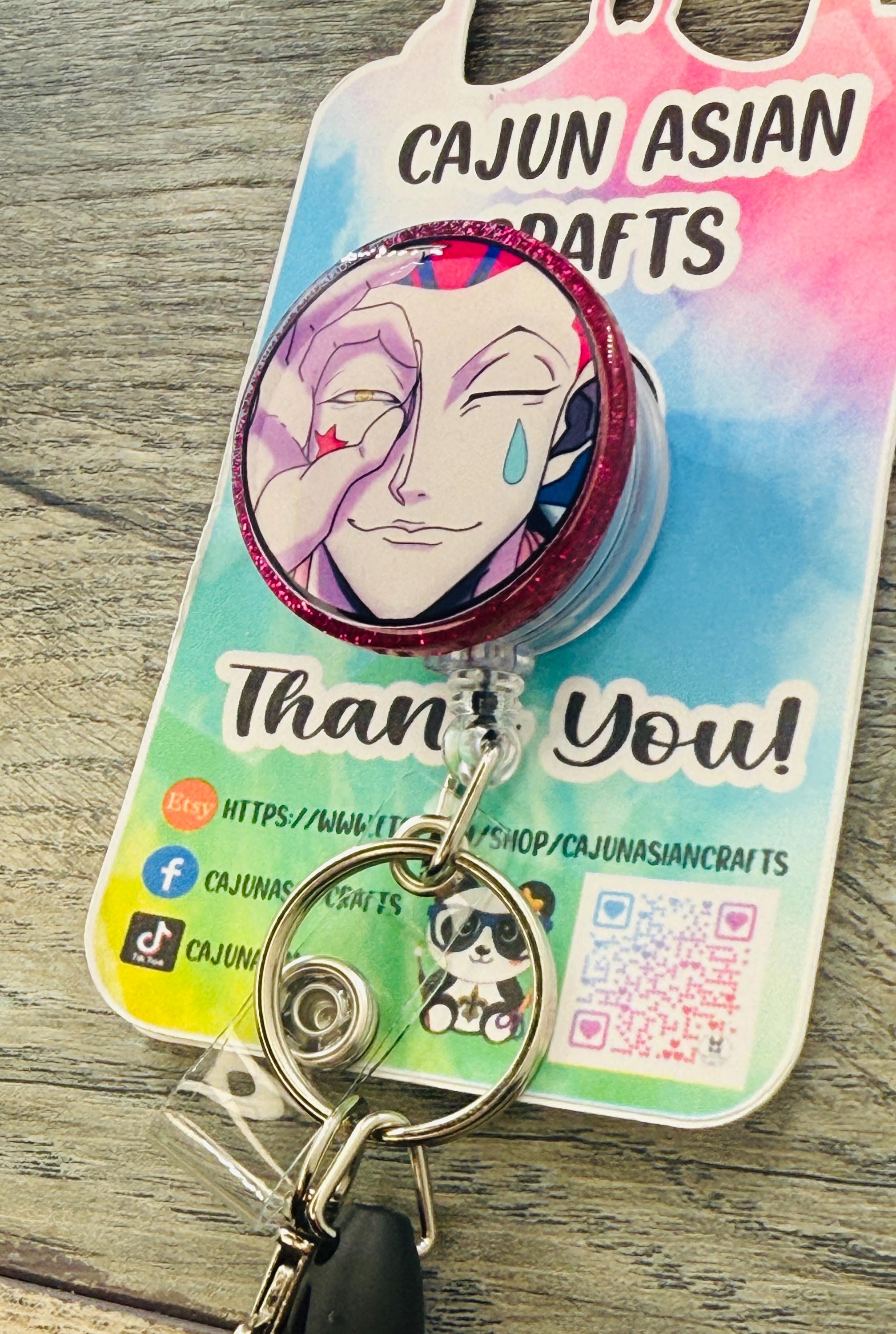 HunterX Joker Inspired Anime Badge Reel/ID Clip Retractable-(Alligator, Belt, MRI Safe, Carabiner Clips) & Non-Retractable Clips