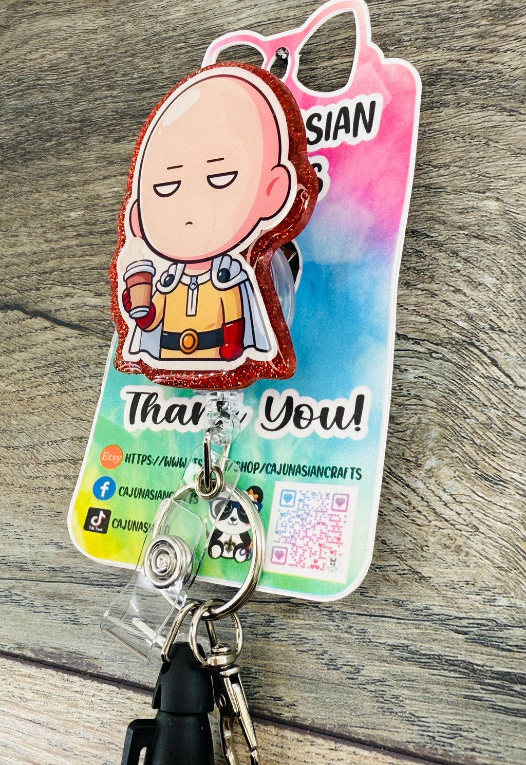 One Punch Inspired Badge Reel/ID Clip Retractable-(Alligator, Belt, MRI Safe, Carabiner Clips) & Non-Retractable Clips