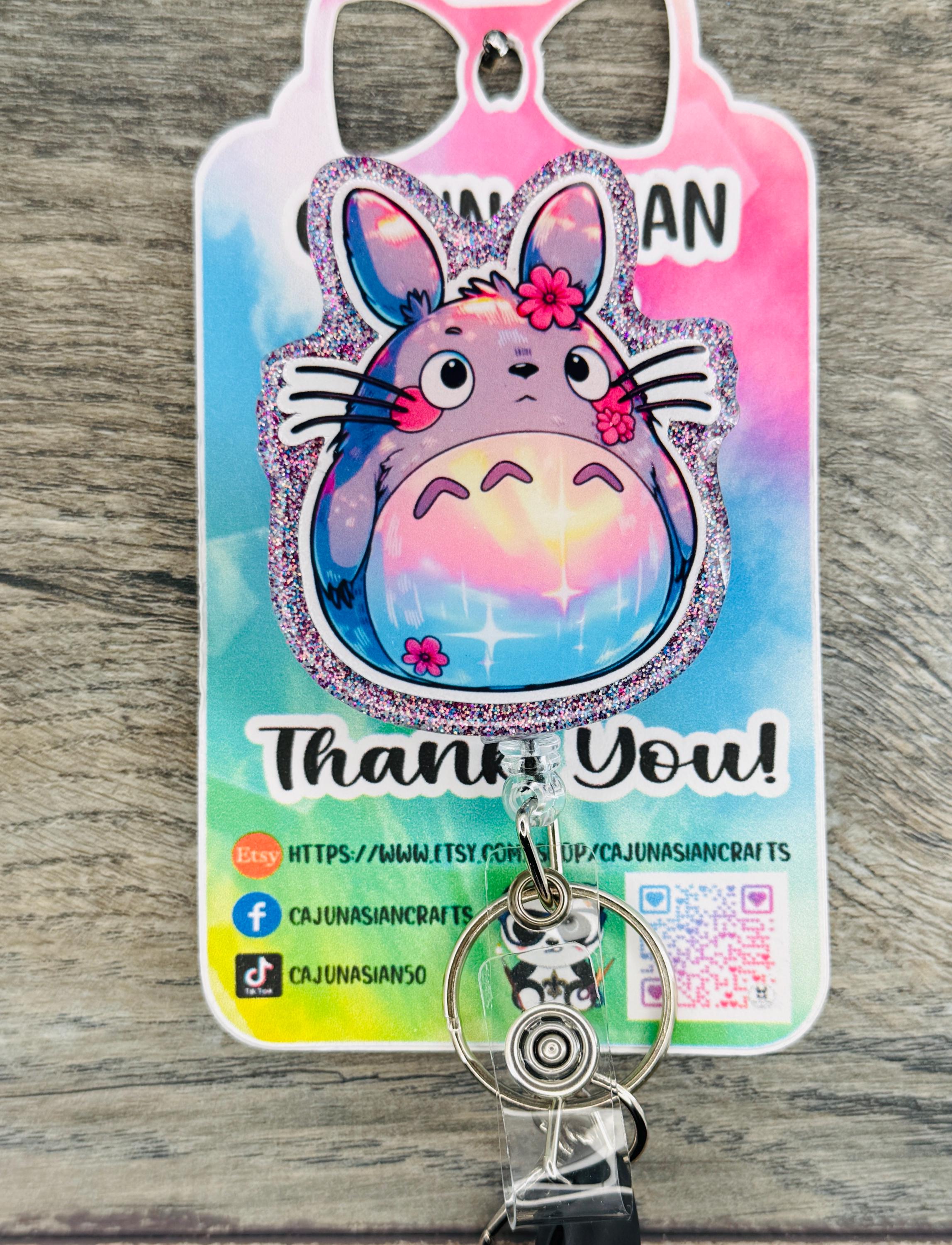 My Neighbor Kami/Spirit Anime Inspired Badge Reel/ID Clip-Retractable Clips-(Alligator, Belt, MRI Safe, Carabiner) & Non-Retractable Clips