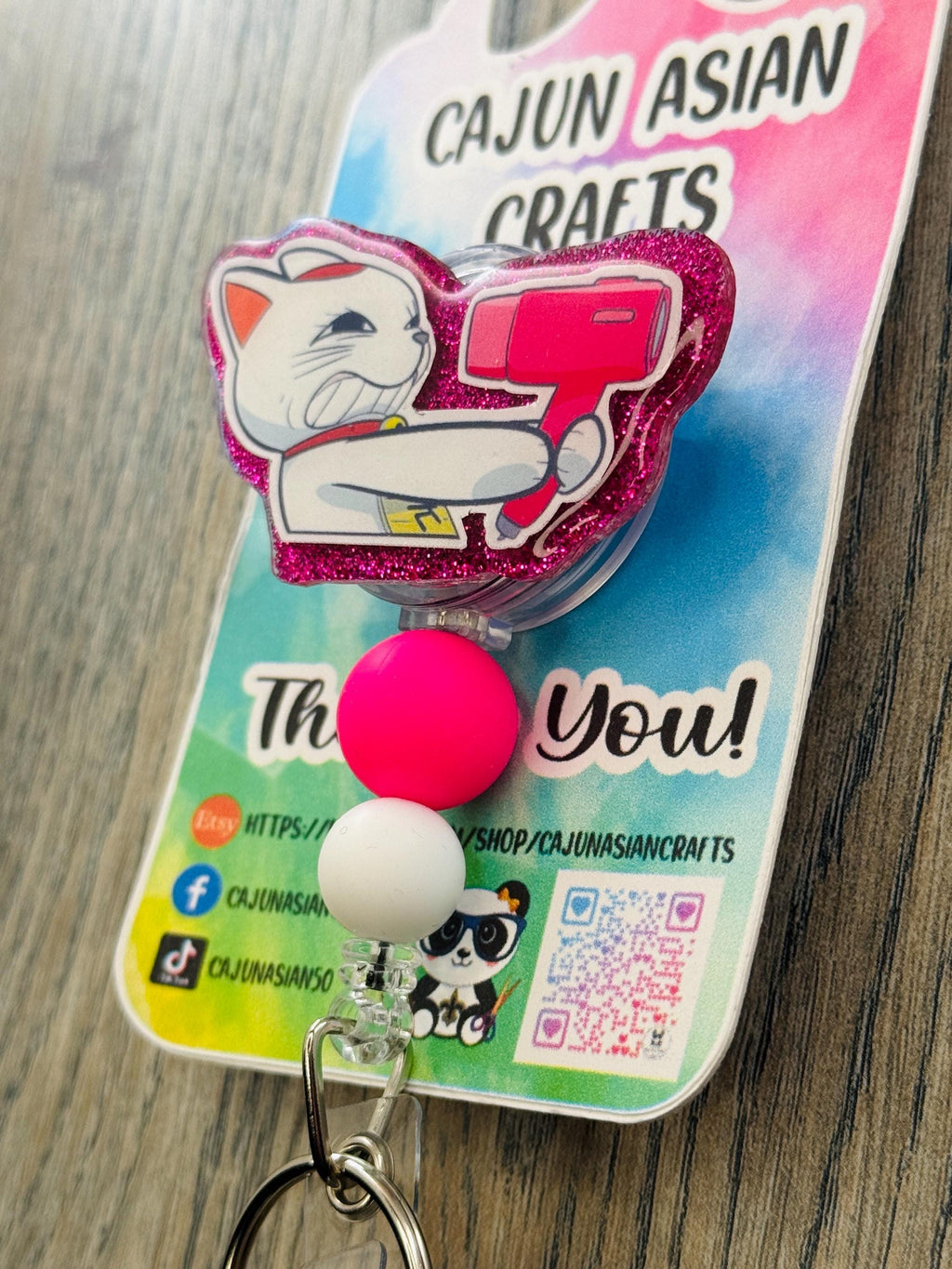 Anime Blow-dryer Cat Granny Badge Reel/ID Clip Retractable-(Alligator, Belt, MRI Safe, Carabiner Clips) & Non-Retractable Clips