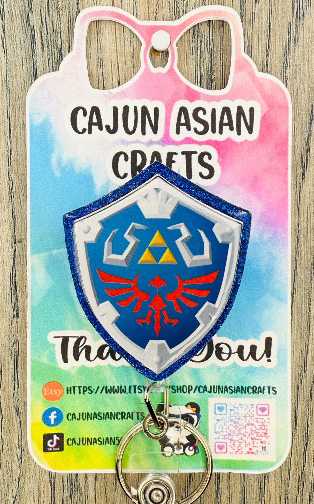 Hylian Shield Zelda Badge Reel/ID Clip-Retractable Clips-(Alligator, Belt, MRI Safe, Carabiner) & Non-Retractable Clips