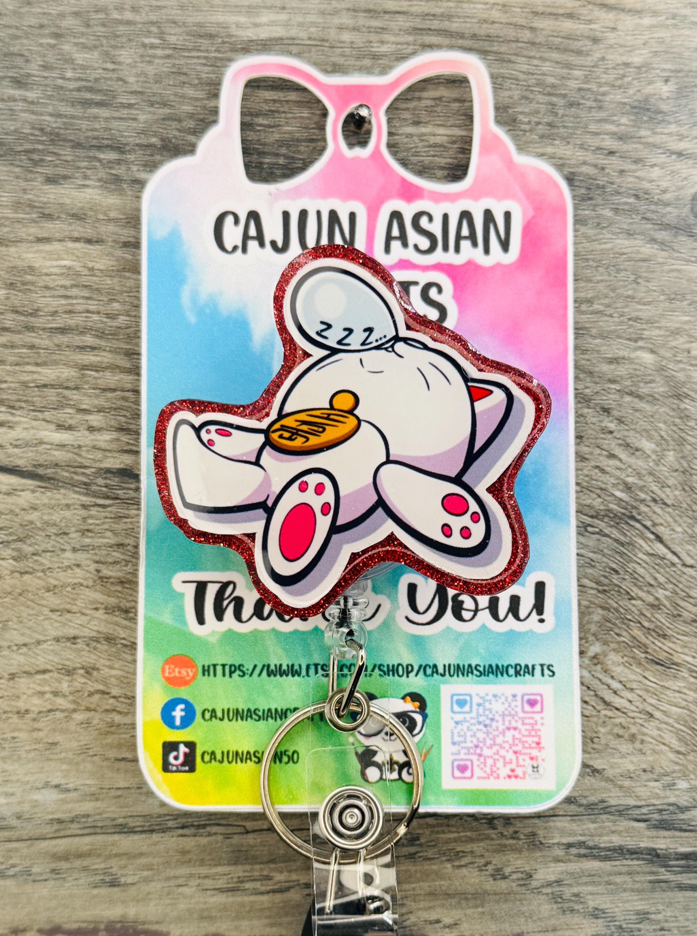 Sleeping Cat Granny Anime Badge Reel/ID Clip Retractable-(Alligator, Belt, MRI Safe, Carabiner Clips) & Non-Retractable Clips