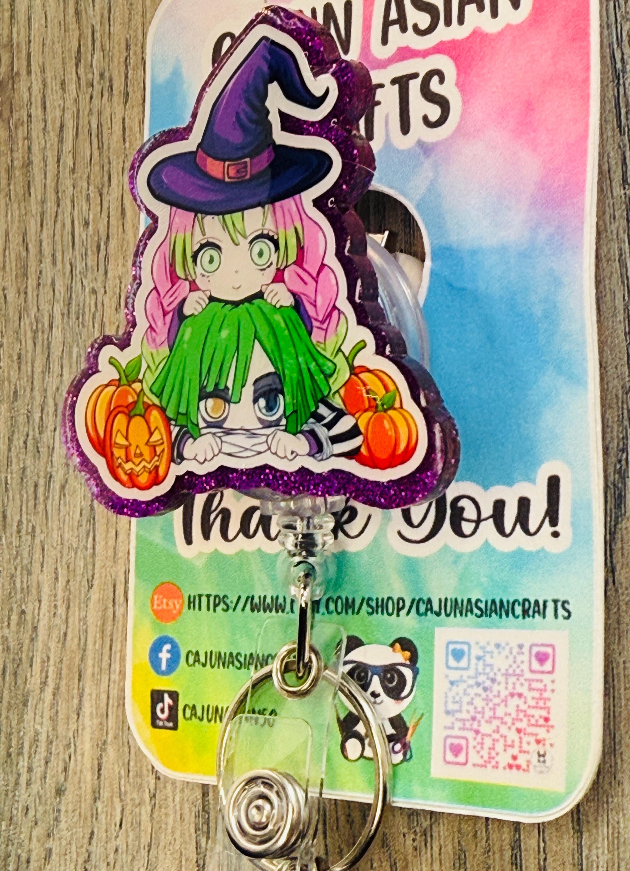 Demon Anime Halloween Reel/ID Clip/Holder-Retractable Clips-(Alligator, Belt, MRI Safe, Carabiner) & Non-Retractable Clips