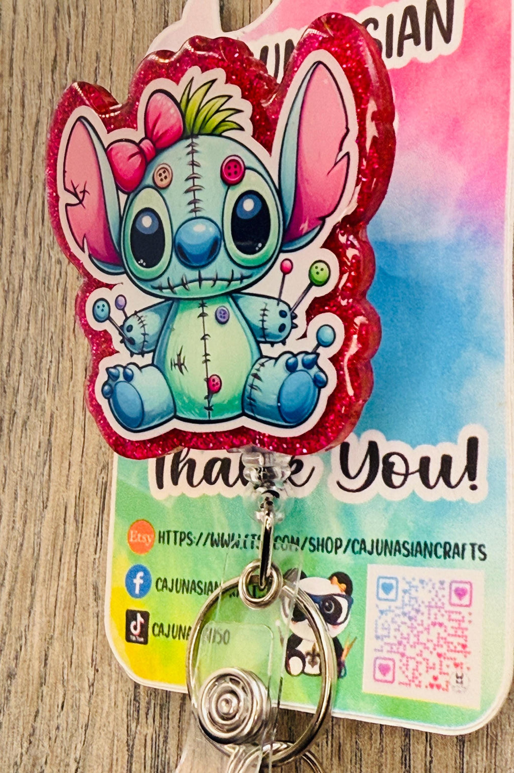 Voodoo Halloween Stitch Anime Badge Reel/ID Clip Retractable-(Alligator, Belt, MRI Safe, Carabiner Clips) & Non-Retractable Clips