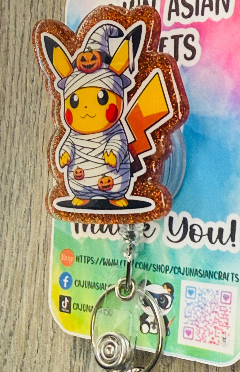 Halloween Pikachu Anime Badge Reel/ID Clip-Retractable Clips-(Alligator, Belt, MRI Safe, Carabiner) & Non-Retractable Clips