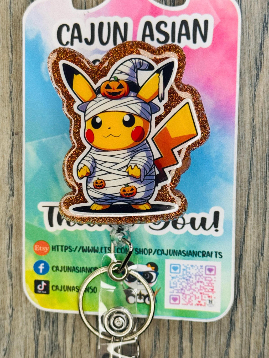 Halloween Pikachu Anime Badge Reel/ID Clip-Retractable Clips-(Alligator, Belt, MRI Safe, Carabiner) & Non-Retractable Clips