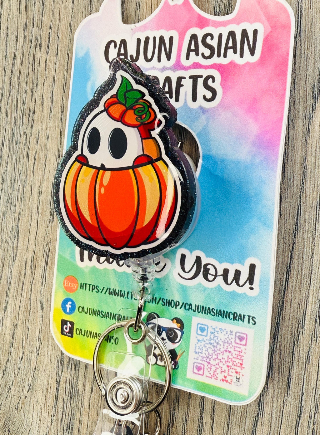 Halloween Shy Guy Inspired Badge Reel/ID Clip Retractable-(Alligator, Belt, MRI Safe, Carabiner Clips) & Non-Retractable Clips